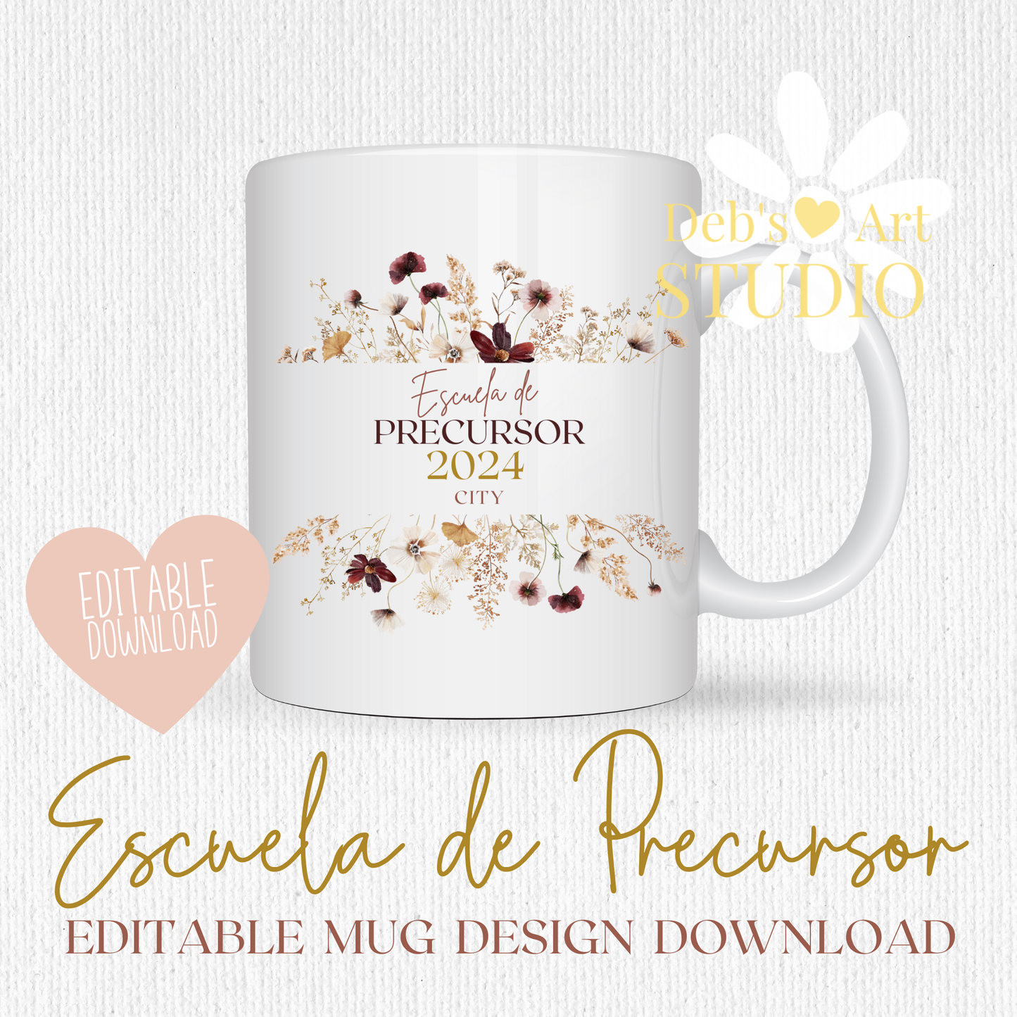 Spanish, Pioneer School Mug Design - Editable | JW Pioneer Gift | Boho