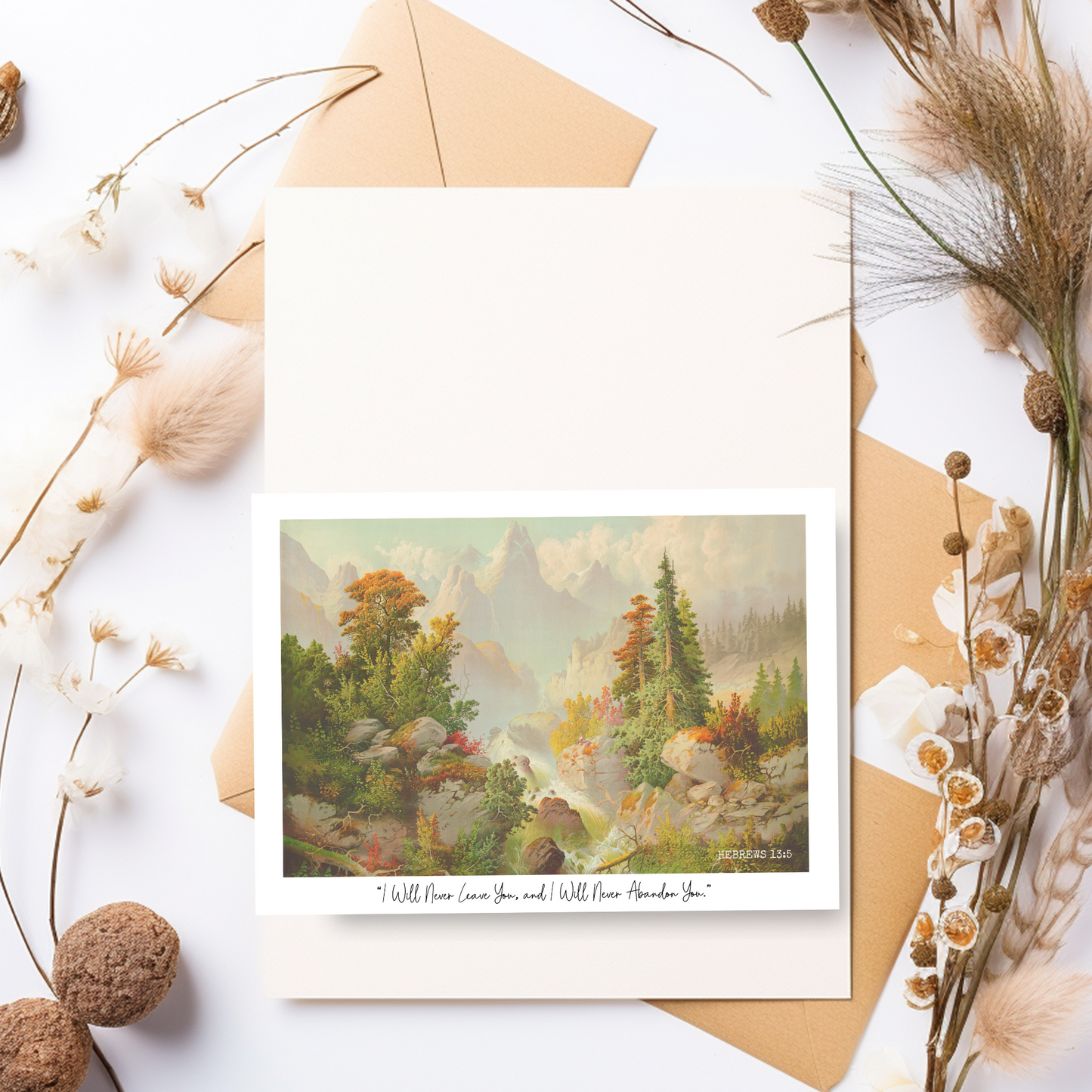 JW Greeting Card, Hebrews 13:5 | JW Gift | Vintage Landscape Postcard