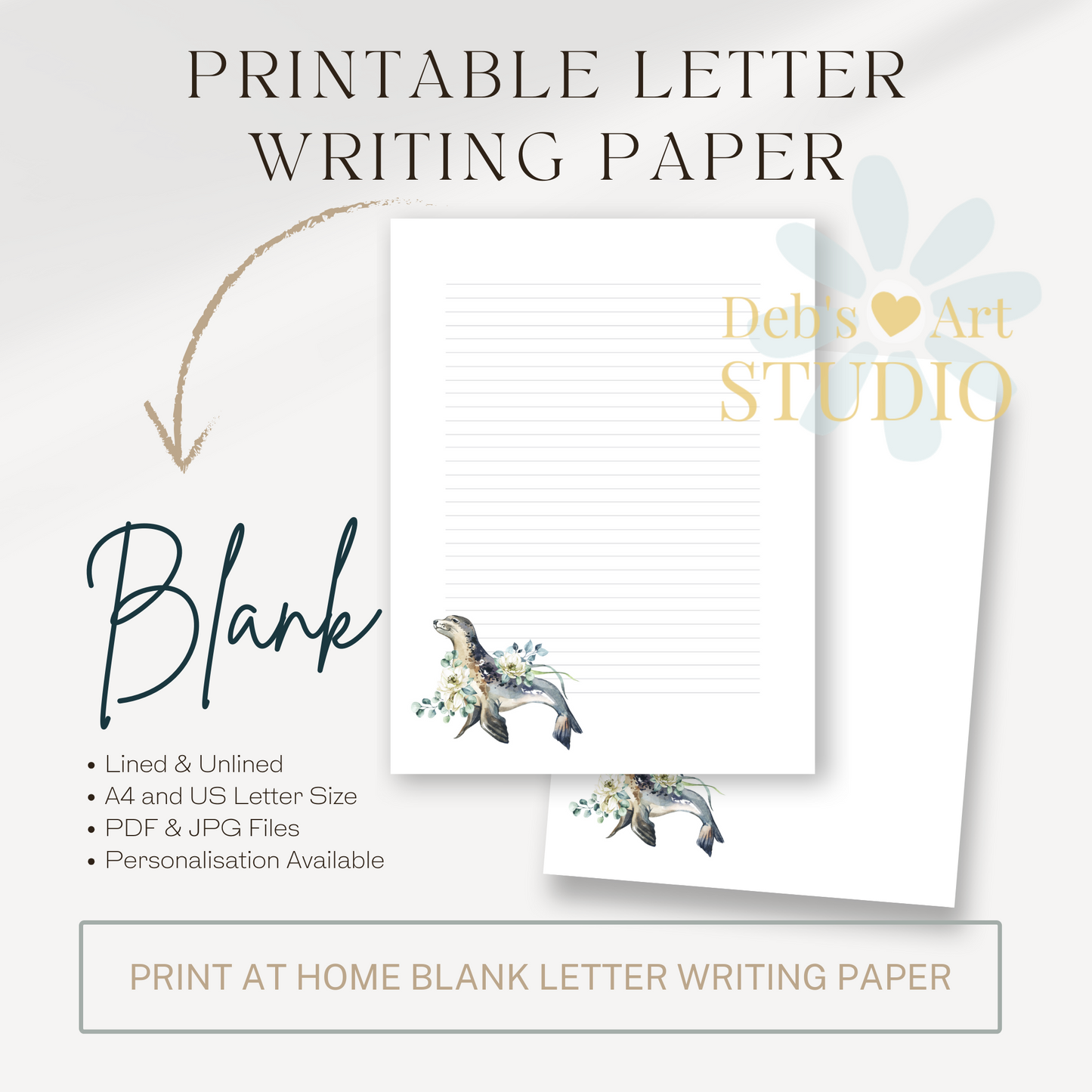 Letter Writing Paper | JW Printable | Letterheads | Ocean Fauna