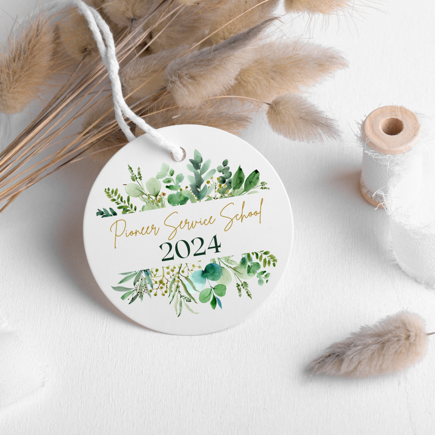 Pioneer Gift Tag, Stickers | 2024 Pioneer School | Green Leaves