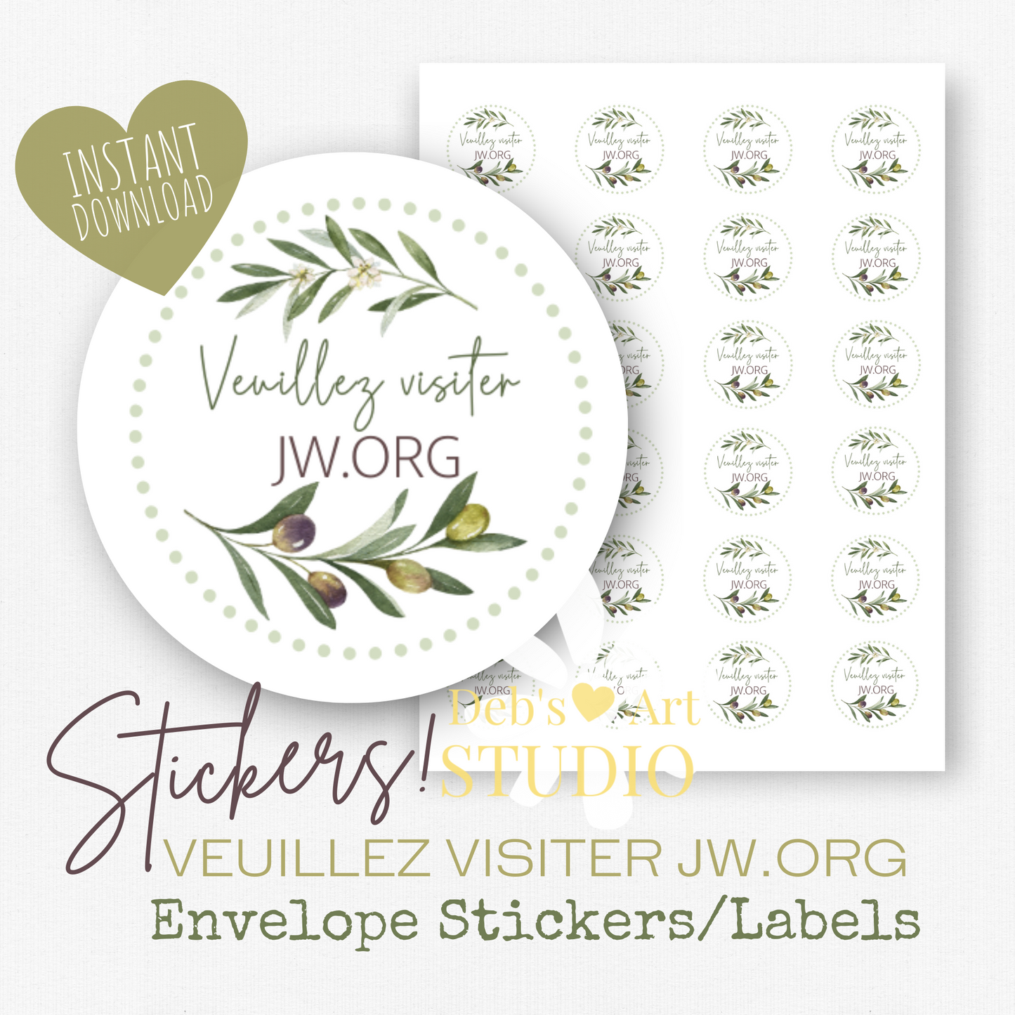 You're Invited | Envelope Stickers | French | Olive Branch