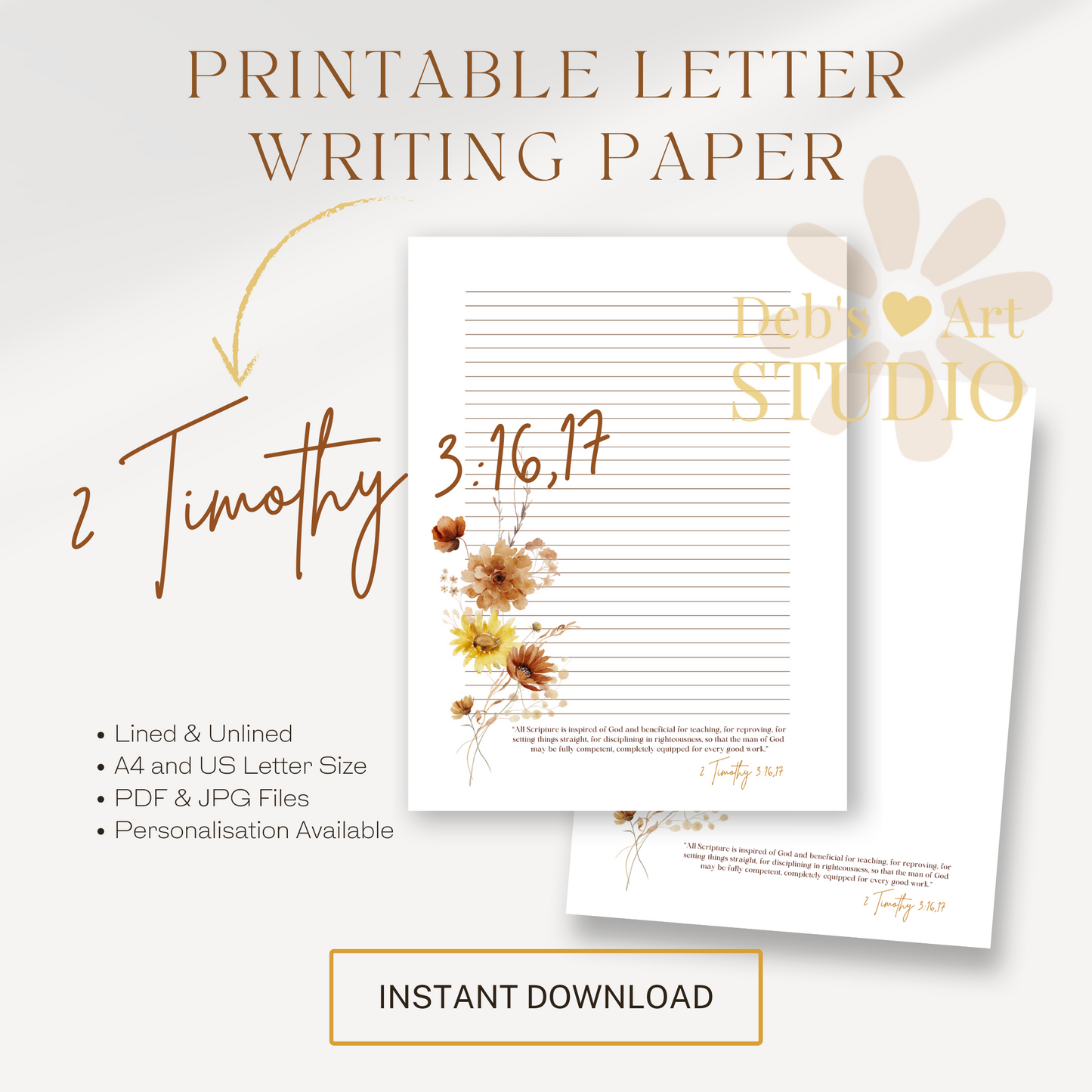 2 Timothy 3:16,17, JW Letter Writing Paper | JW Printable | Sunflowers