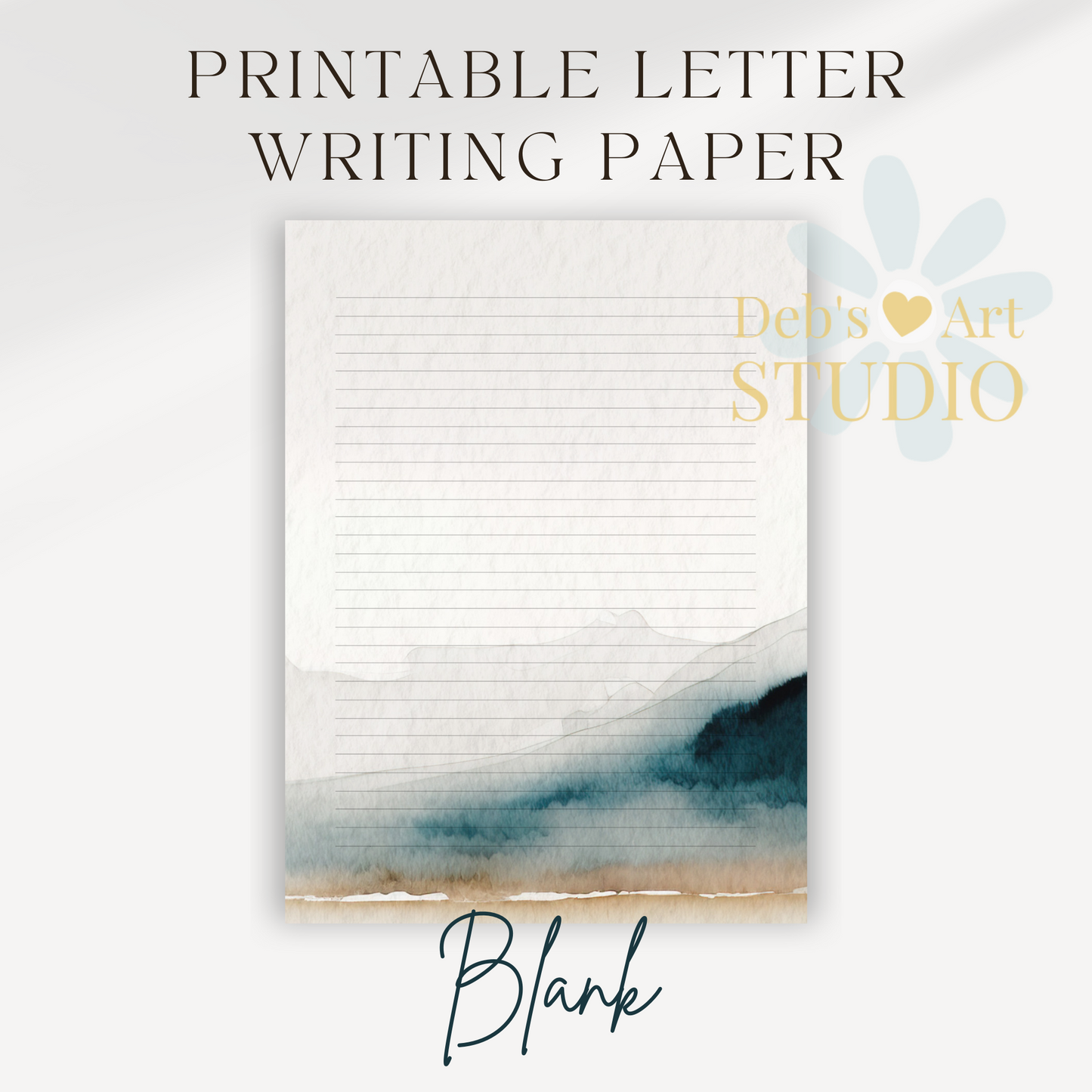 Letter Writing Paper | JW Printable | Letterheads | Watercolour Beach