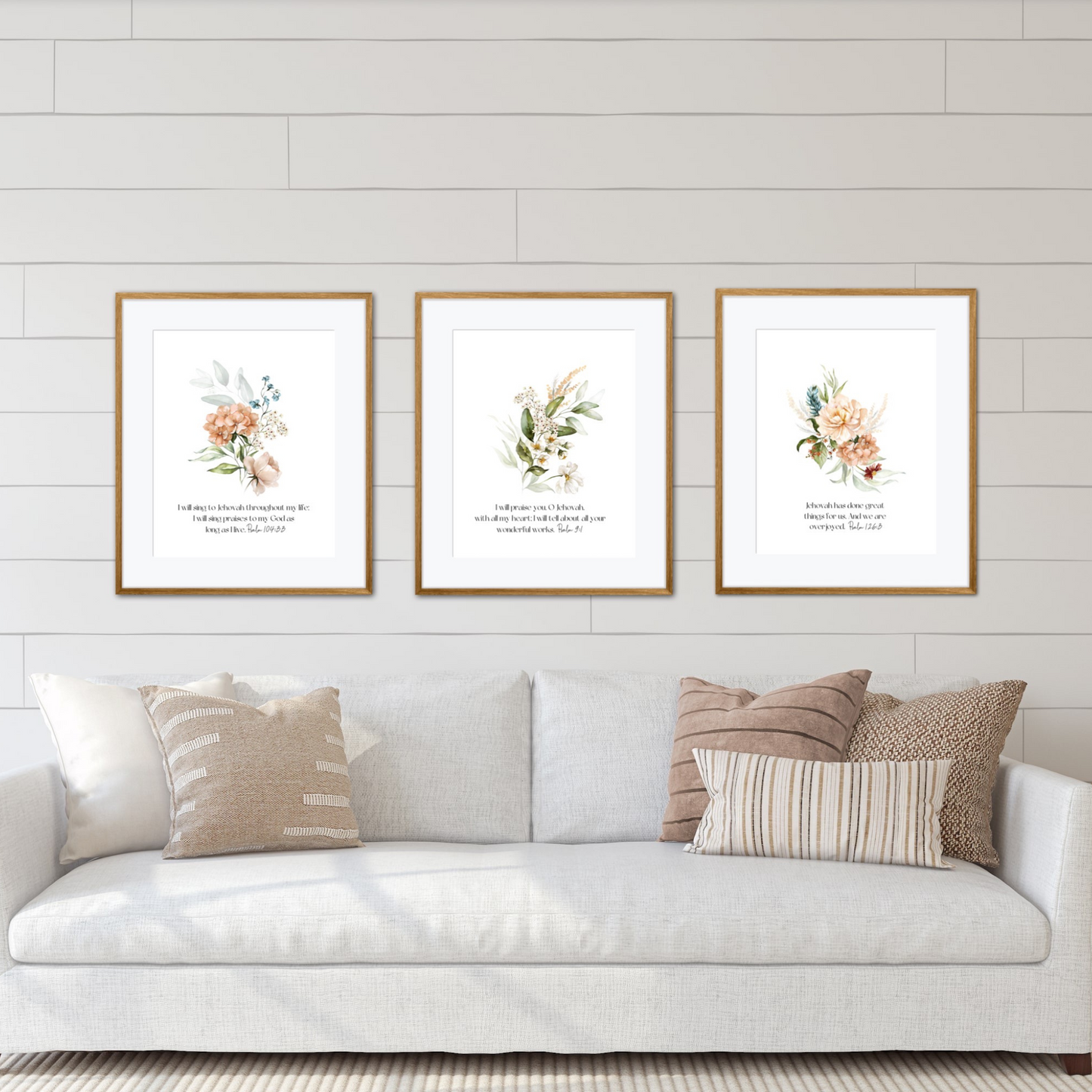 Custom Bible Verse Wall Art | Botanical Wall Art | Set of 3 Prints