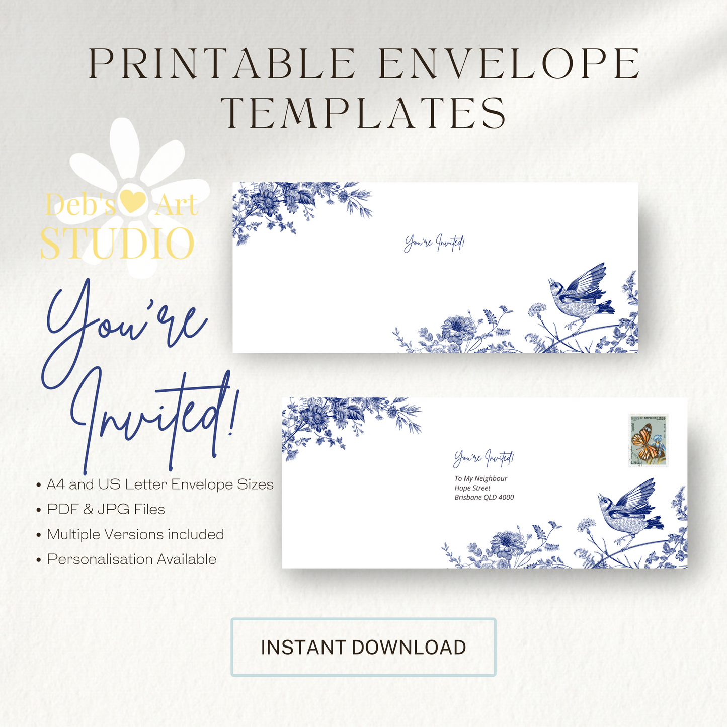 Visit jw.org, JW Envelopes | JW Letter Writing | Blue & White Flowers