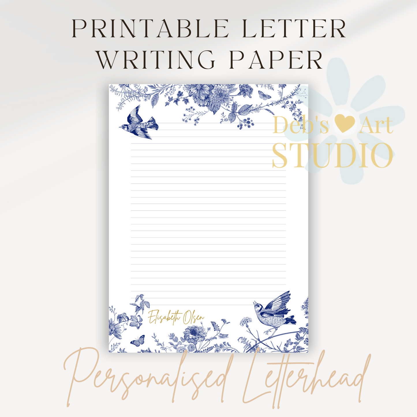 Personalised Stationery Editable | Blue Hamptons Writing Paper