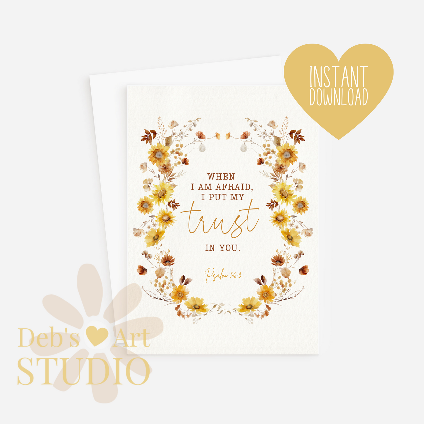 2024 JW Year Text - Bible Verse Wall Art | Psalm 56:3 | Boho Sunflowers