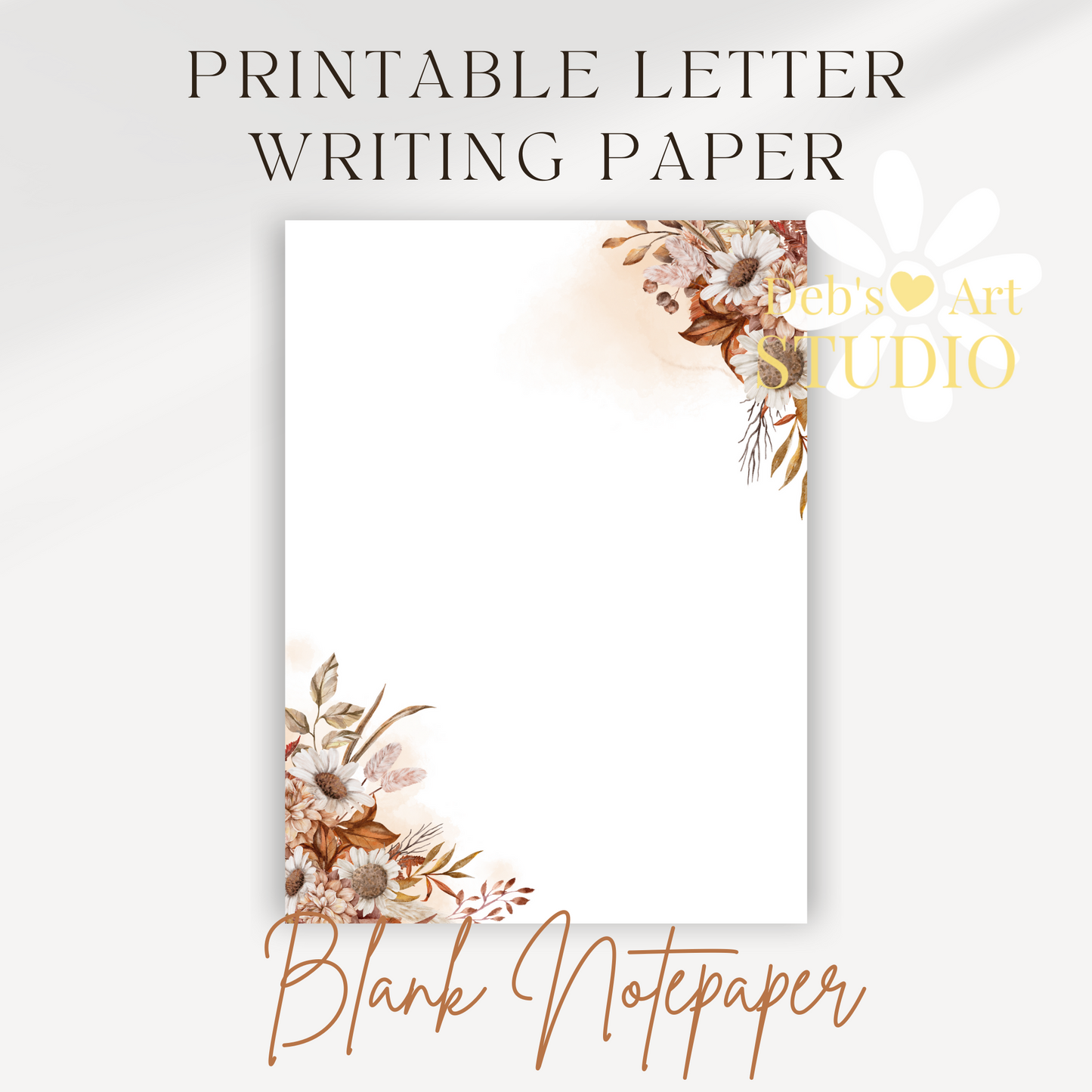 Letter Writing Paper | JW Printable | Letterheads, Autumn Boho Flowers