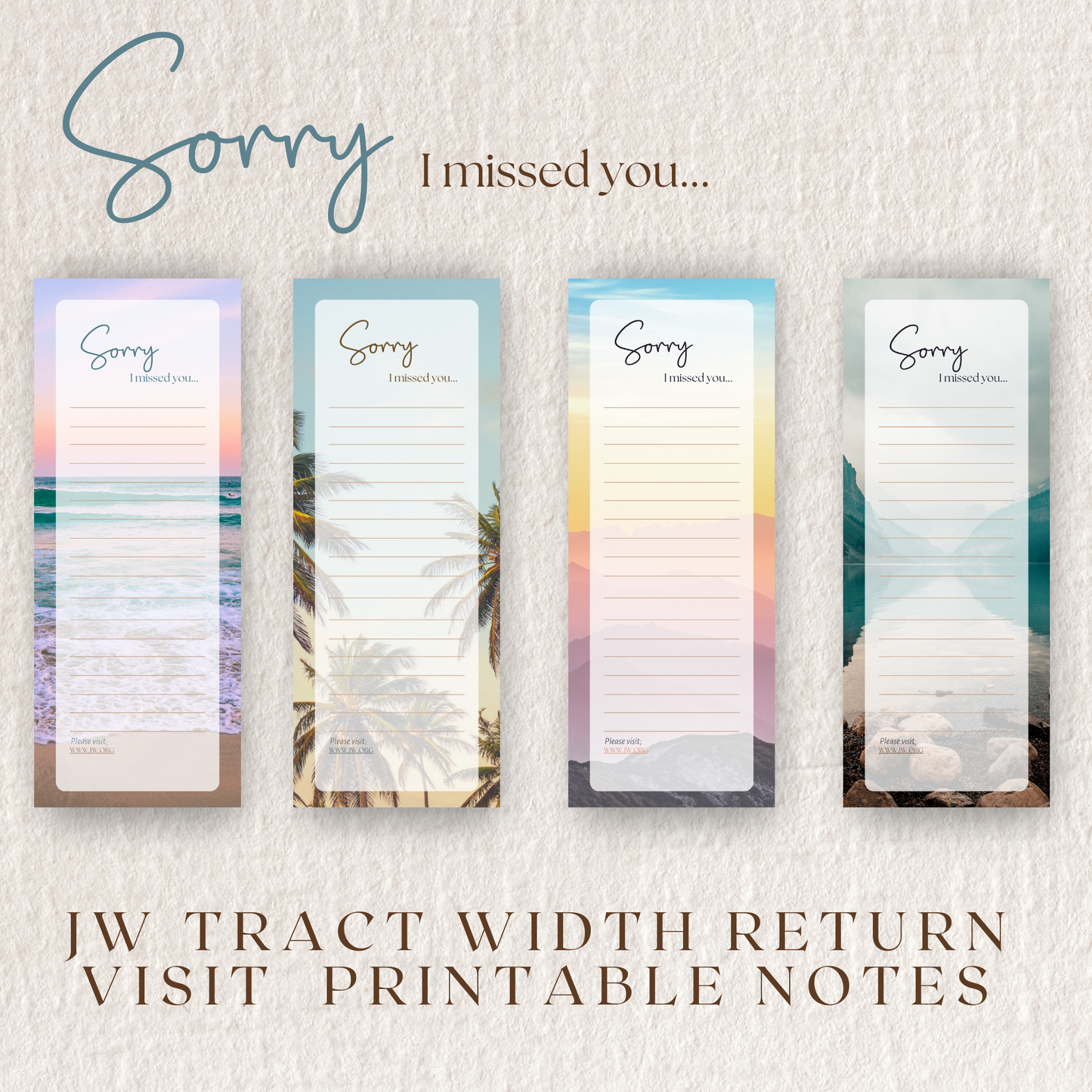 Return Visit Notes | JW Printable | For JW Tract Holder | Nature Landscape