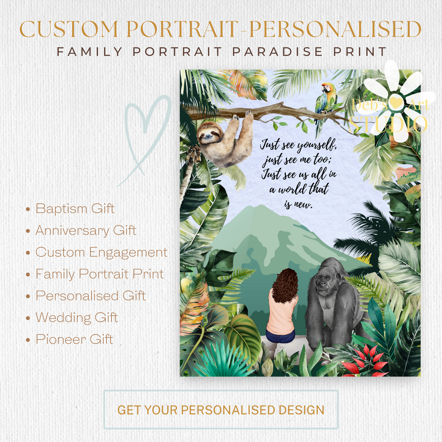 Custom Portrait | Family Custom Print | JW Gift | Baptism | Wall Art