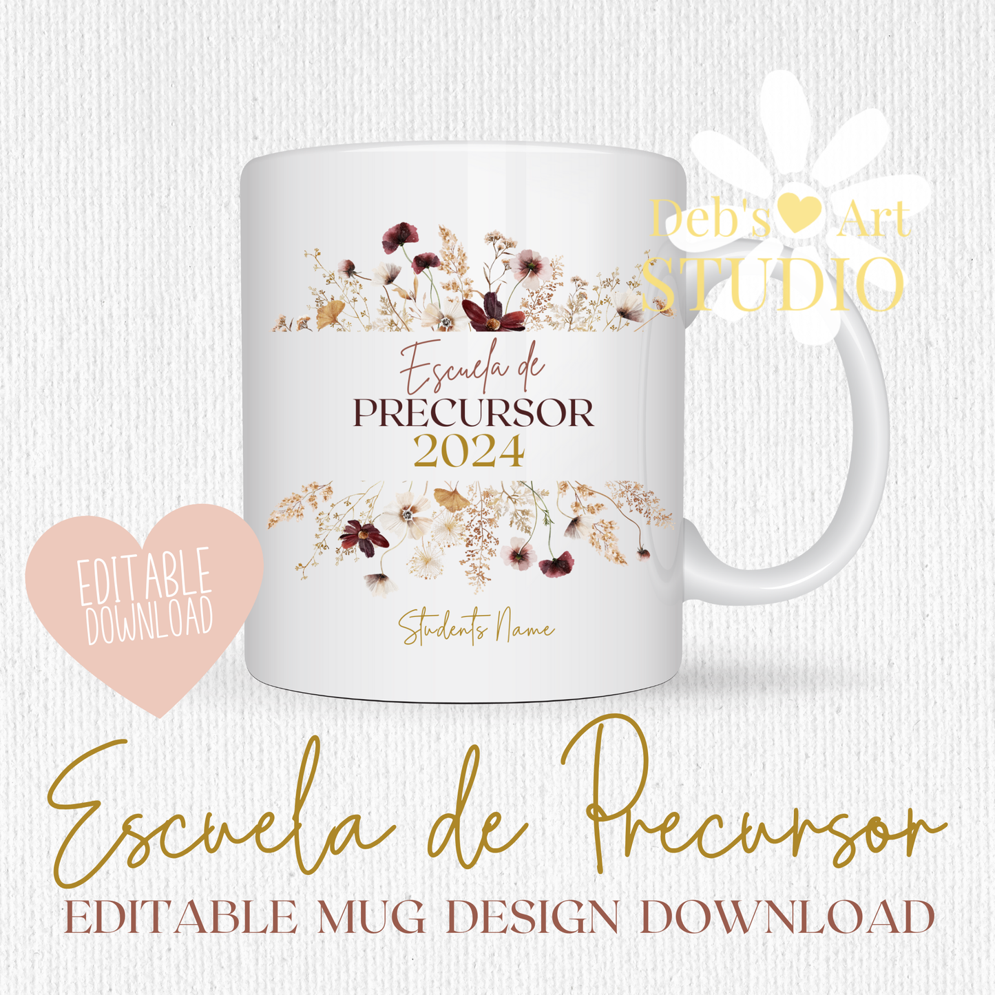 Spanish, Pioneer School Mug Design - Editable | JW Pioneer Gift | Boho