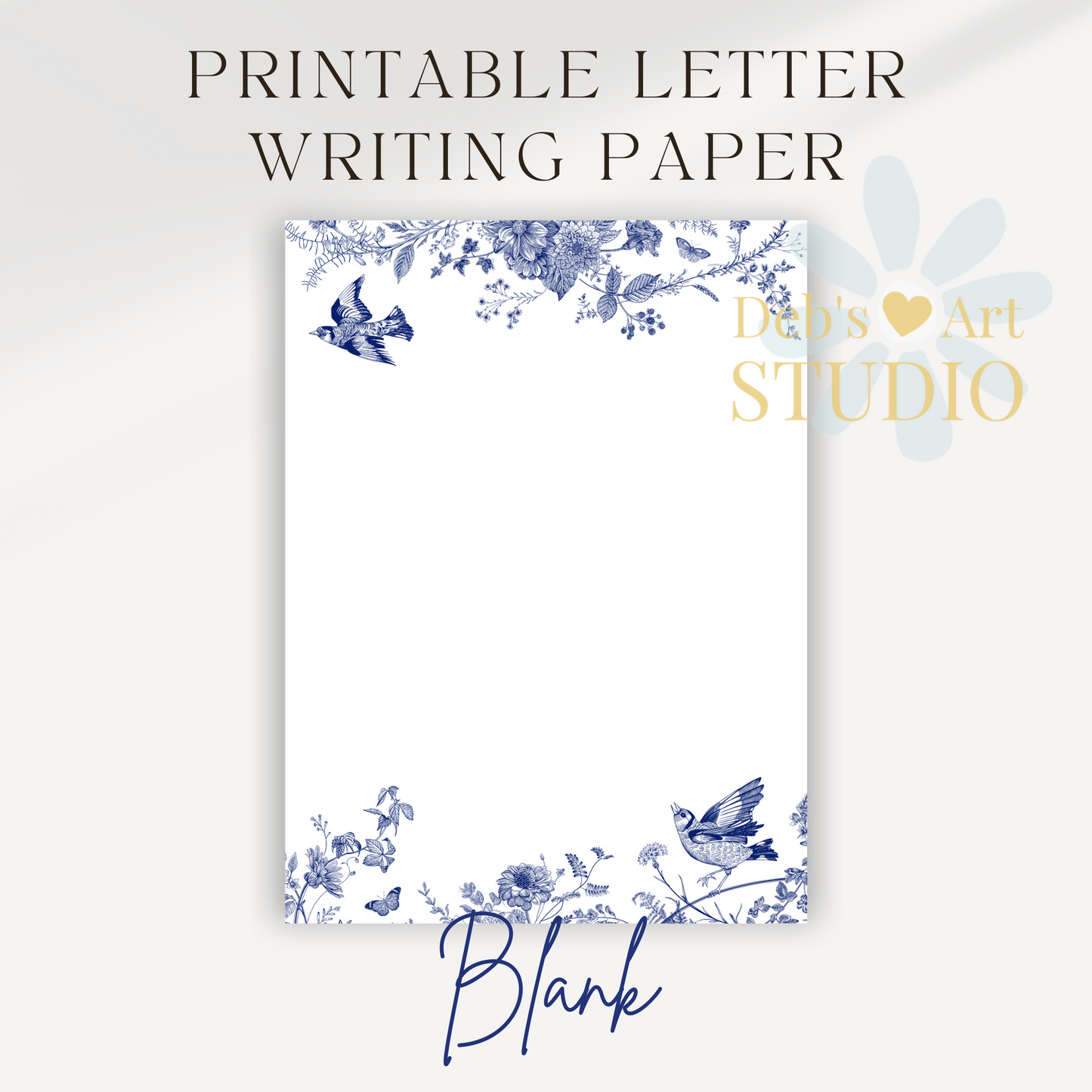 Letter Writing Paper | JW Printable | Letterheads | Blue Flowers