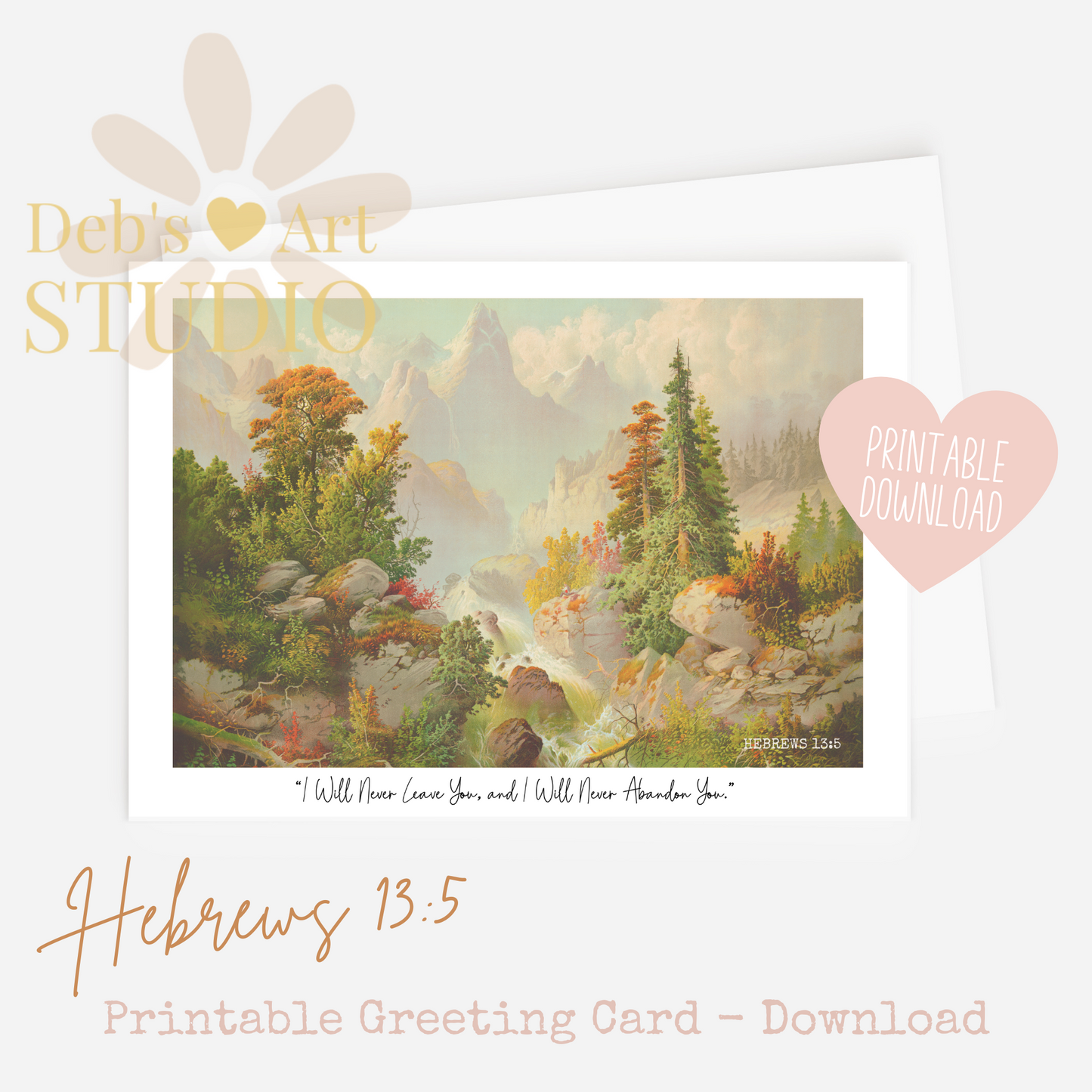 JW Greeting Card, Hebrews 13:5 | JW Gift | Vintage Landscape Postcard