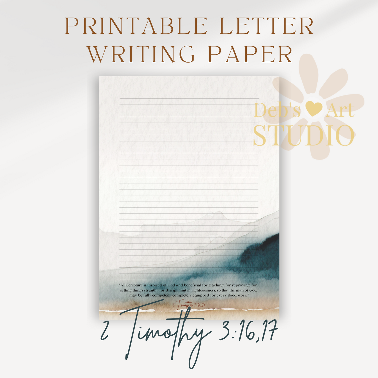 2 Timothy 3:16,17, JW Letter Writing Paper | JW Printable | Watercolour Beach