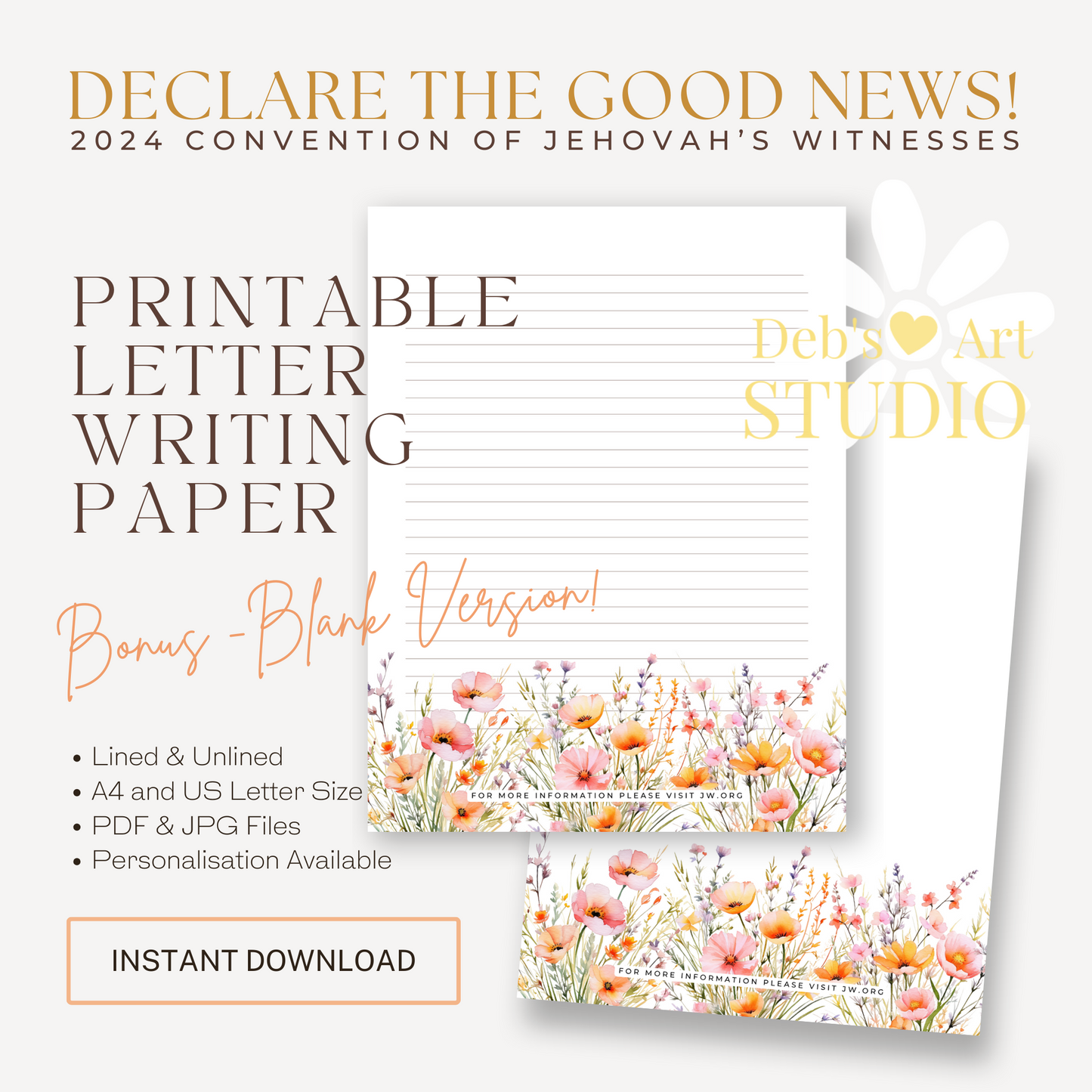 Good News 2024 Convention | JW Letter Writing | Peach Wildflowers