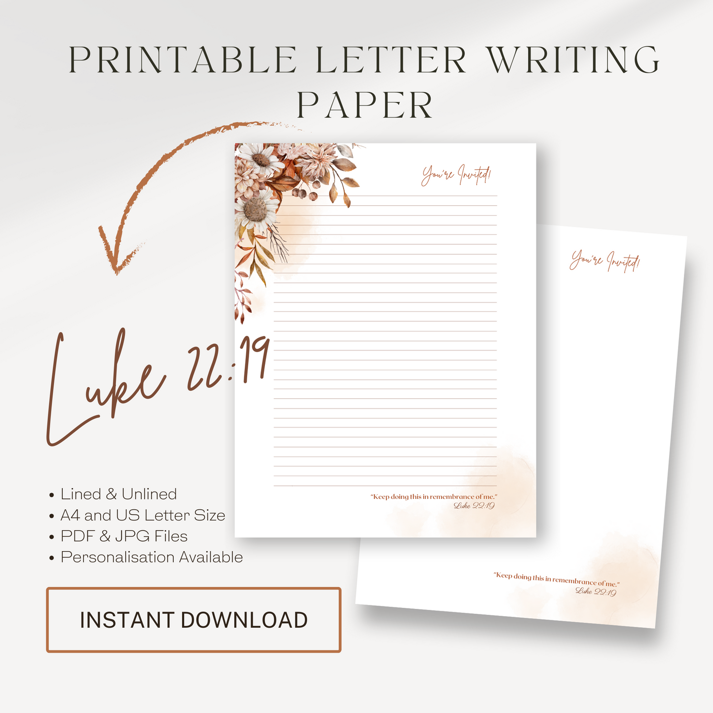 Memorial Invitation 2024 | Luke 22 19 | Autumn Boho, JW Letter Writing