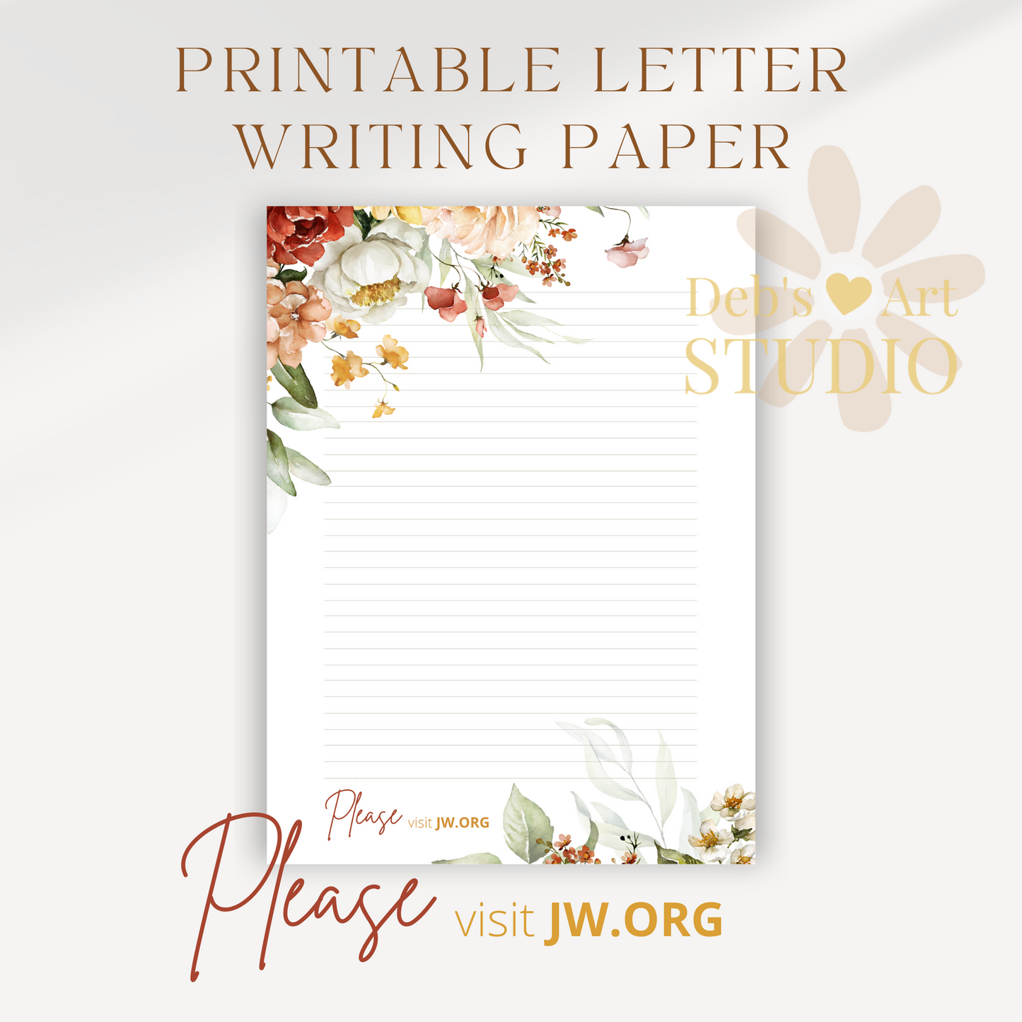 Visit jw.org, JW Letter Writing Paper | Printable Letterhead | Bright Botanicals