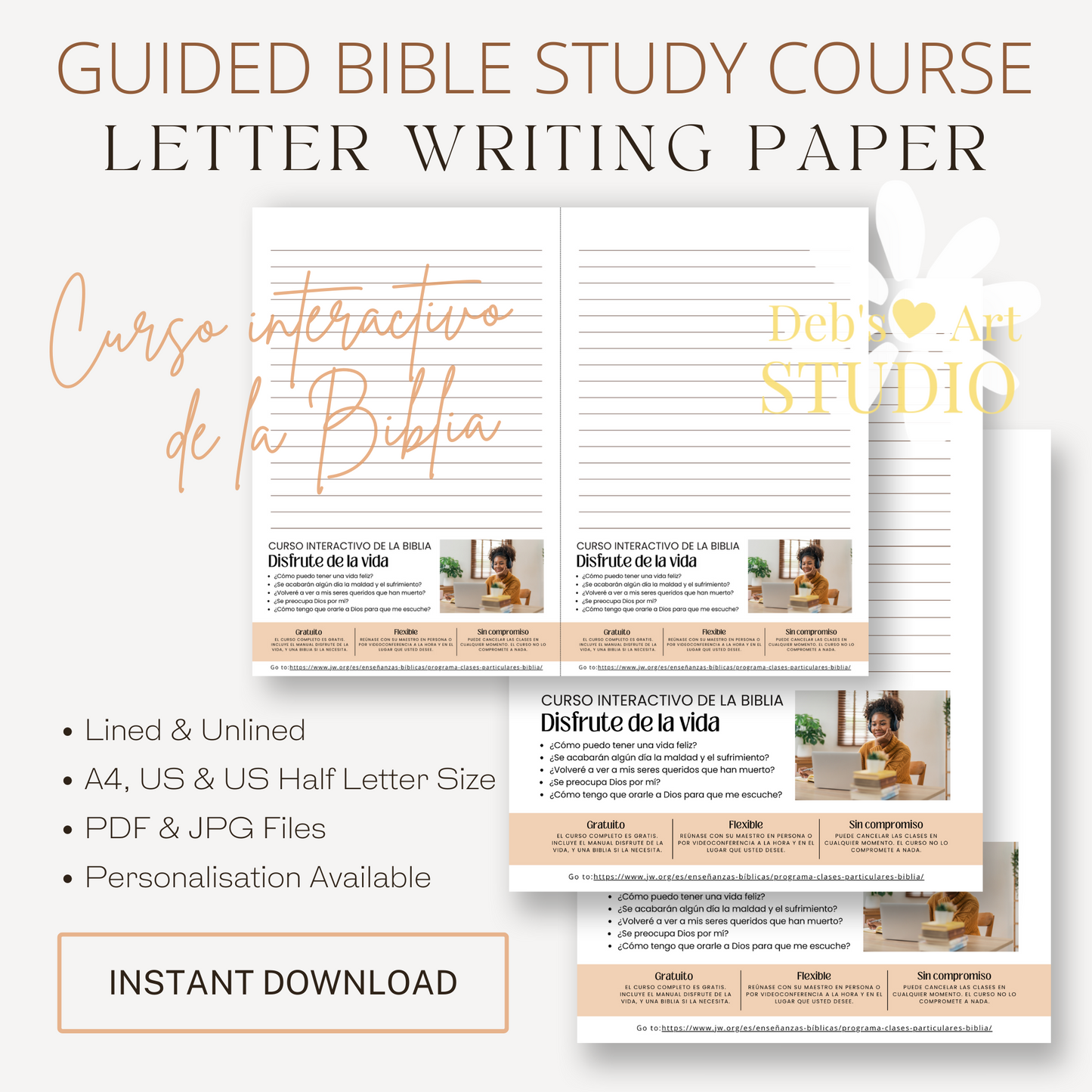 Guided Bible Study Offer, Enjoy Life Forever! Spanish JW Letterhead