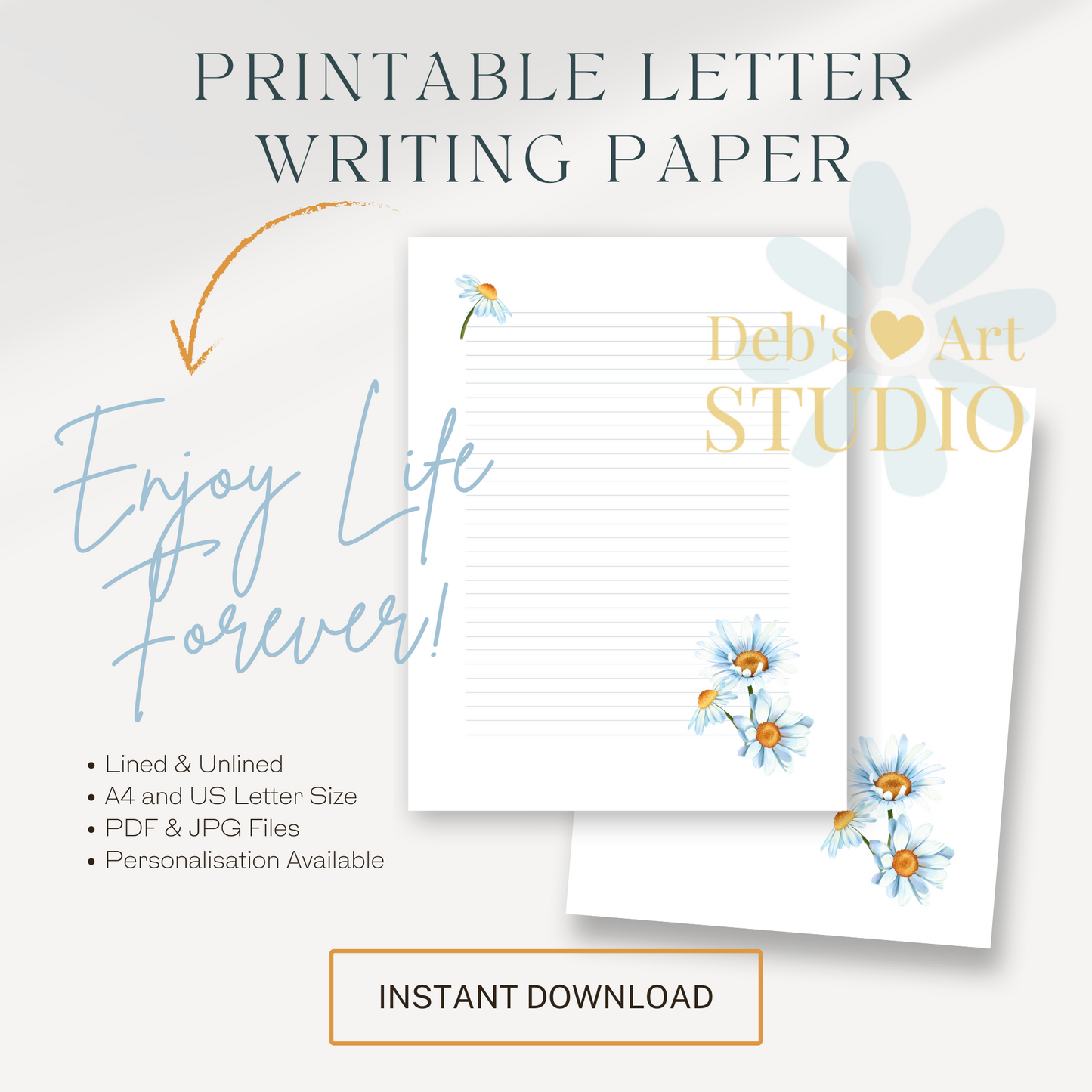 Enjoy Life Forever, JW Letter Writing Paper | Blue Daisies