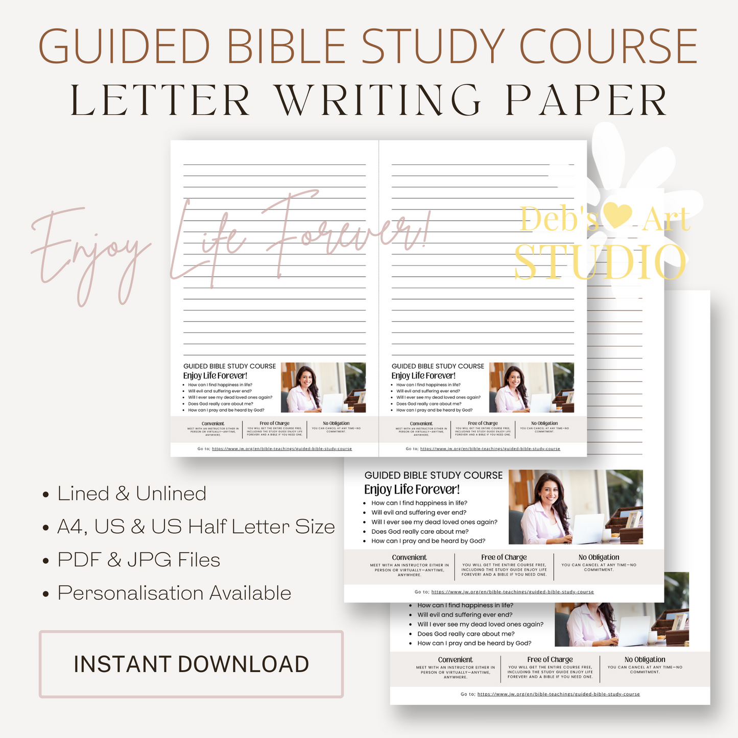 Guided Bible Study Offer, Enjoy Life Forever! JW Letter Writing Paper | Printable Letterhead