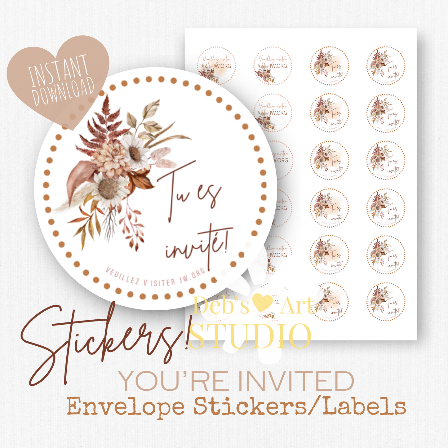 Visit jw.org, French, Envelope Stickers, Memorial Invite, Autumn Boho