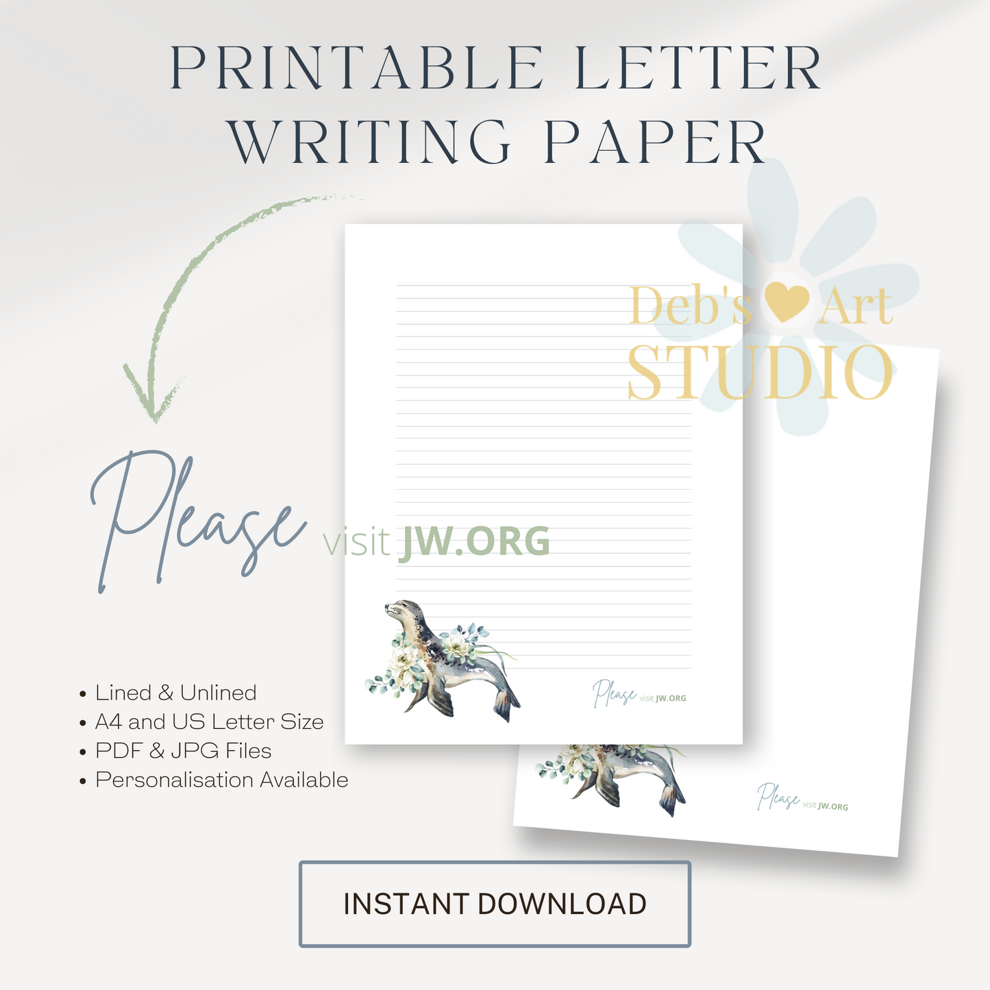 Visit jw.org, JW Letter Writing Paper | Printable Letterhead | Ocean Fauna