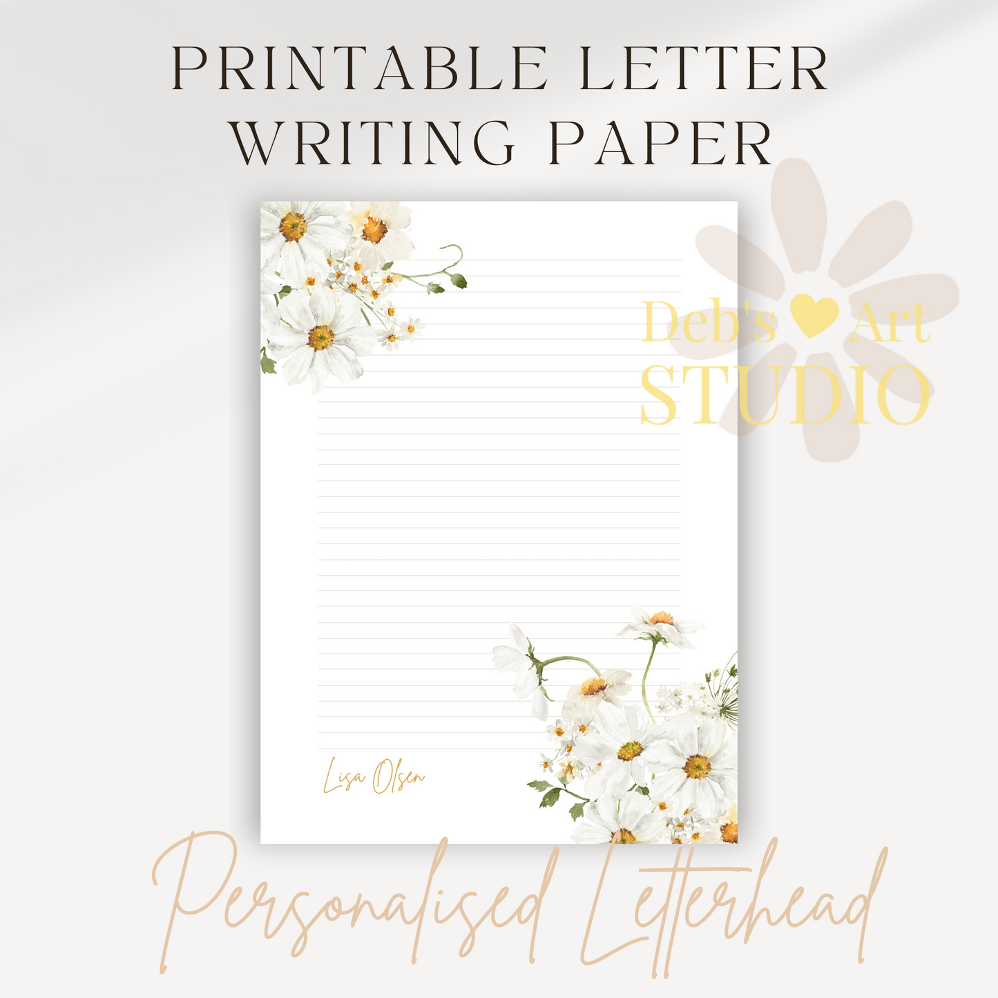 Personalised Stationery Editable Template | Daisy Writing Paper