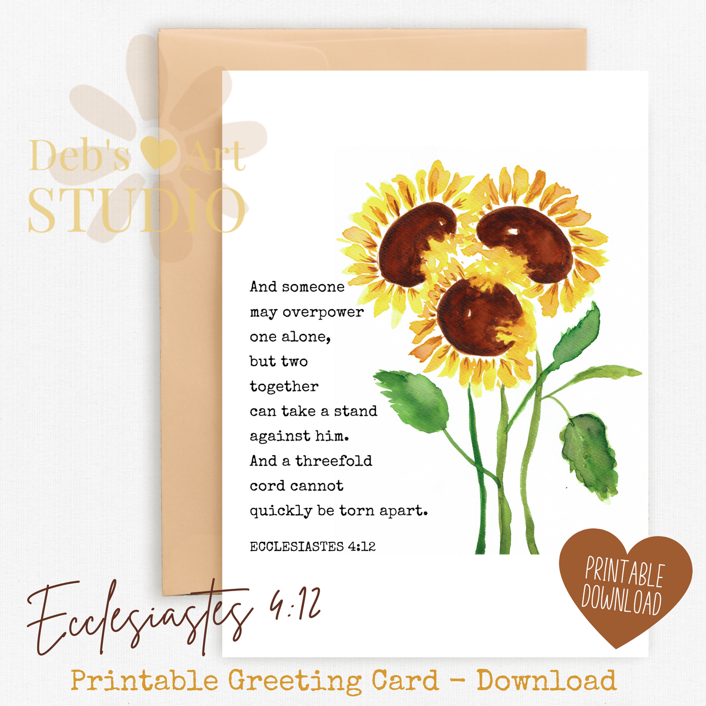 Wedding Card | Ecclesiastes 4:12 | 5x7 Wedding Card | JW Anniversary