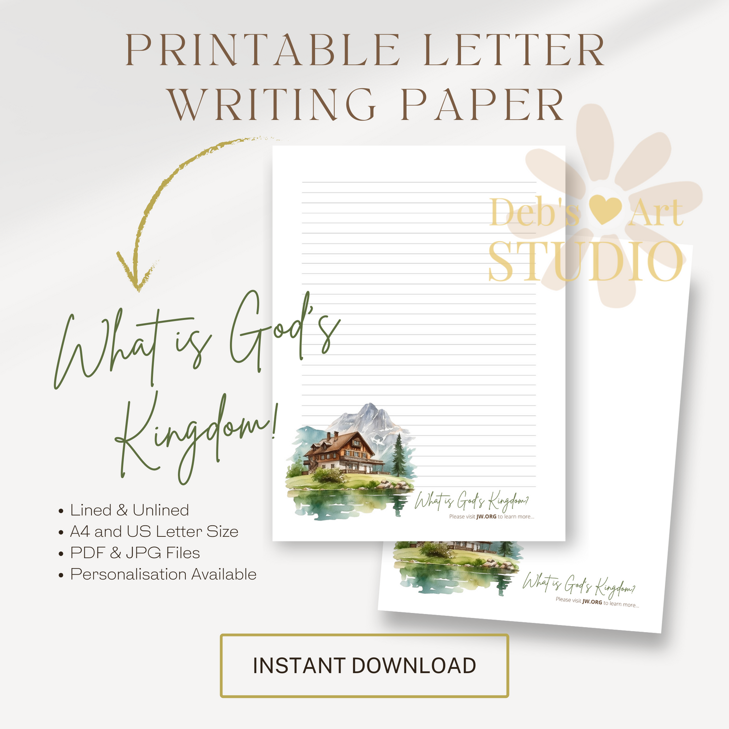 God's Kingdom Letter Writing Paper | JW Letterhead | Mountain landscapes