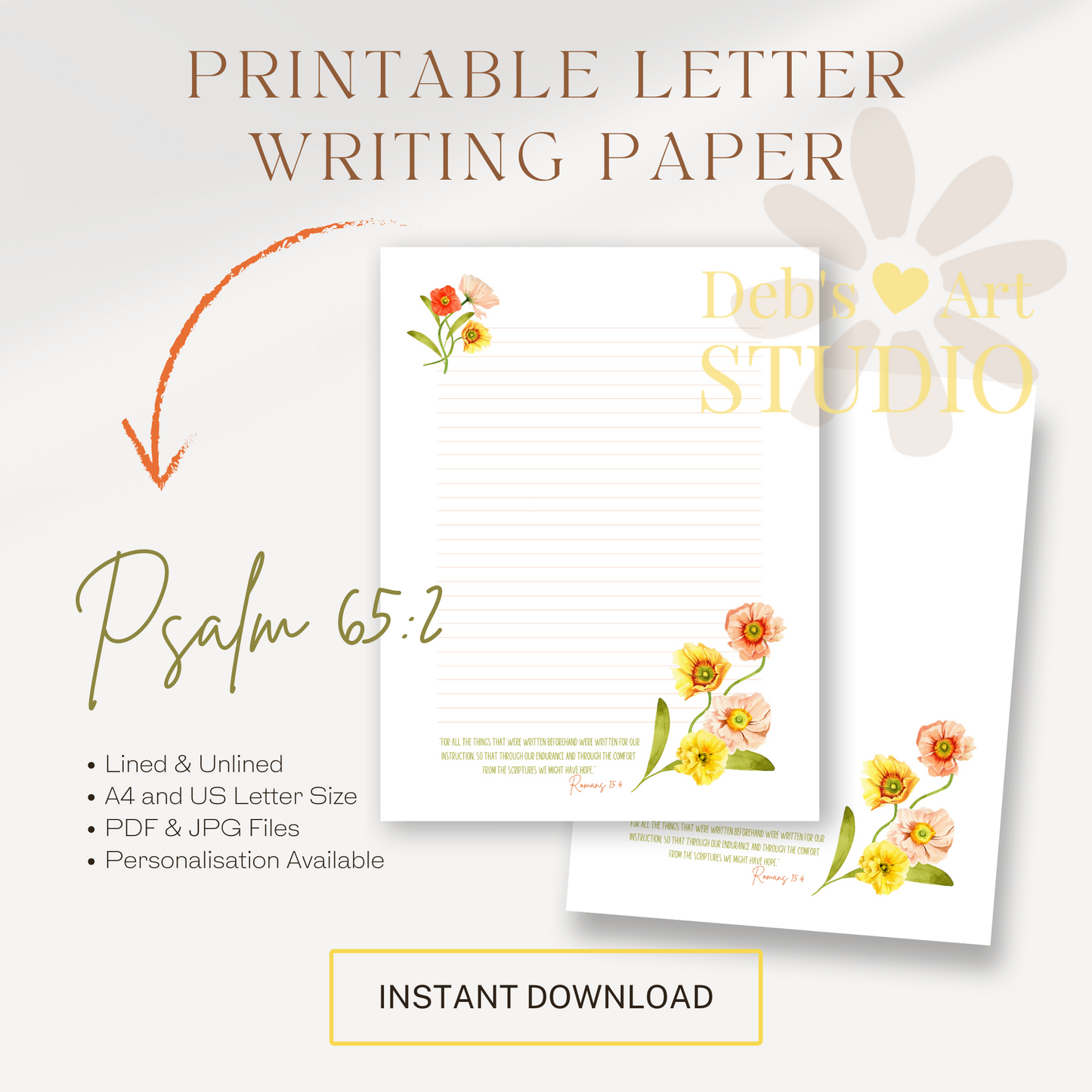 Romans 15:4, JW Letter Writing Paper | Spring Bohemian Flowers