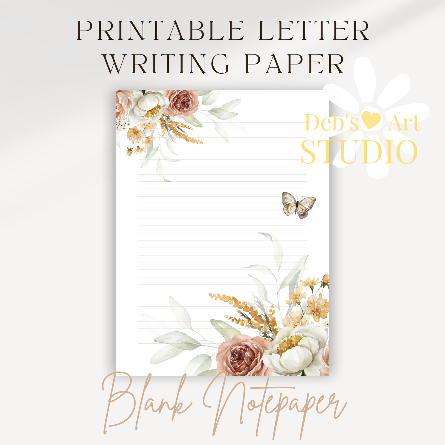 Printable Letterhead | JW Letter Writing | Notepaper | Dusty Pink Rose