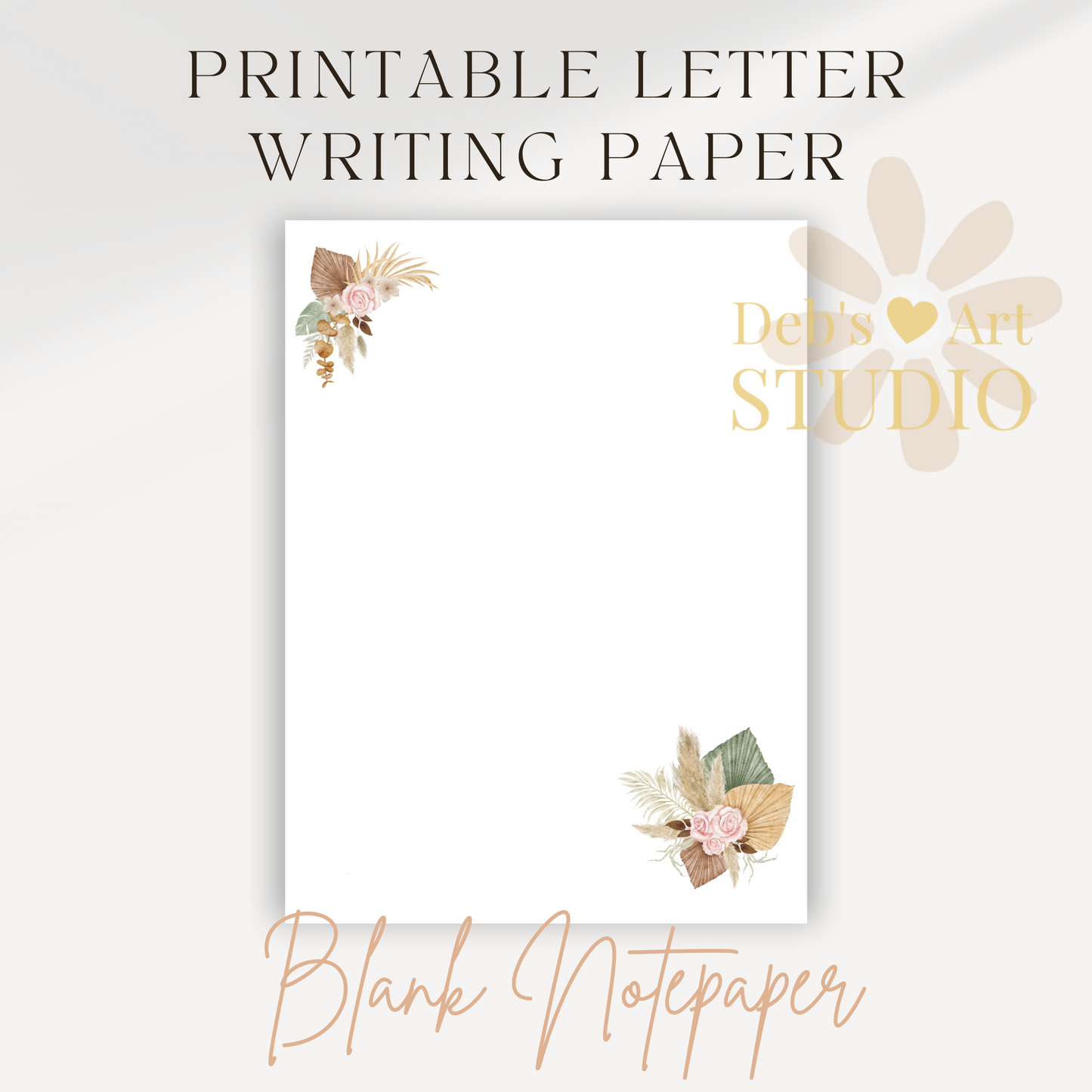 Letter Writing Paper | JW Printable | Letterheads | Pink Boho Flowers