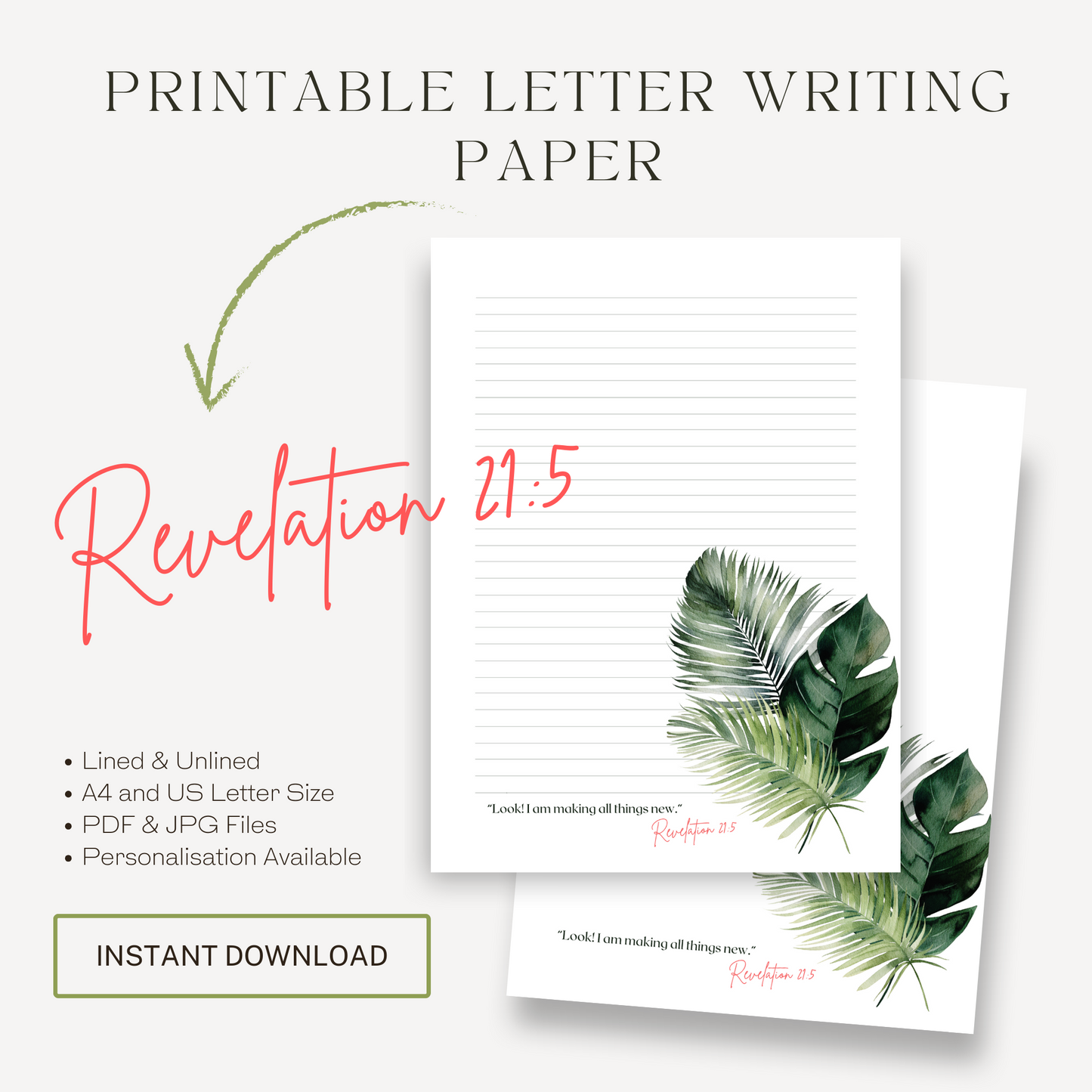 Revelation 21:5, JW Letter Writing Paper | Paradise Forest