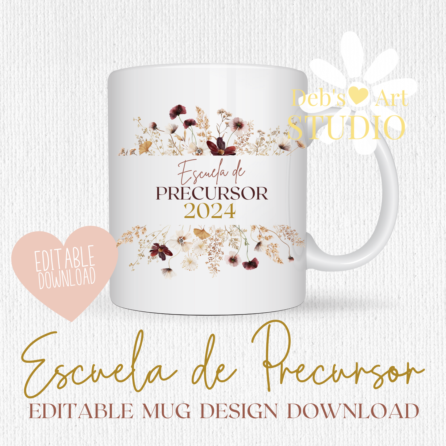 Spanish, Pioneer School Mug Design - Editable | JW Pioneer Gift | Boho