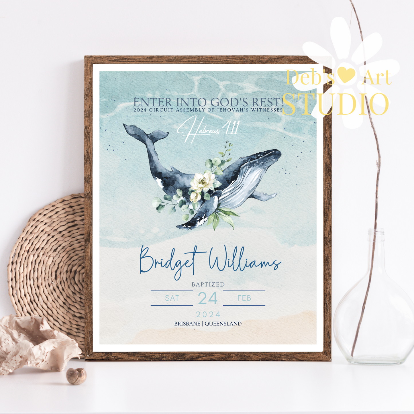 JW Baptism Gift | Baptism Keepsake | Ocean Fauna, Flora | Customisable