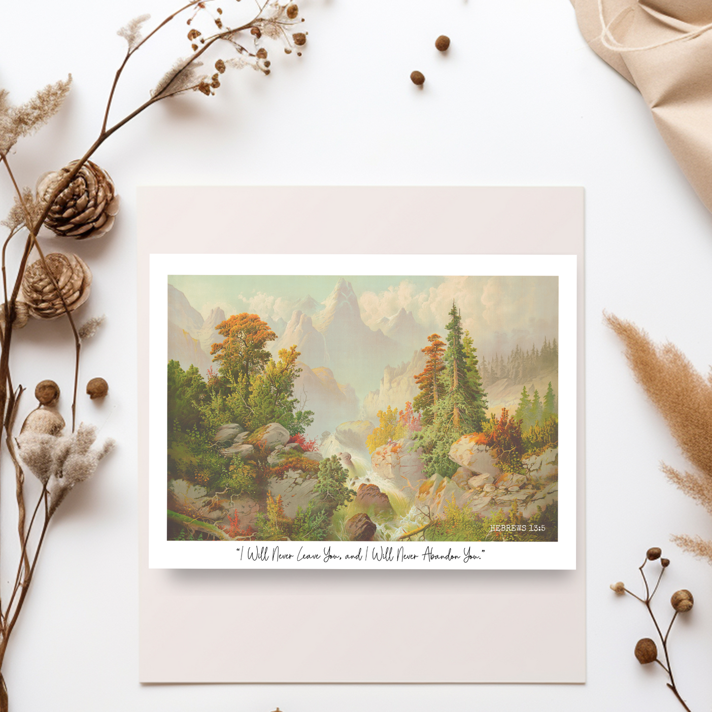 JW Greeting Card, Hebrews 13:5 | JW Gift | Vintage Landscape Postcard