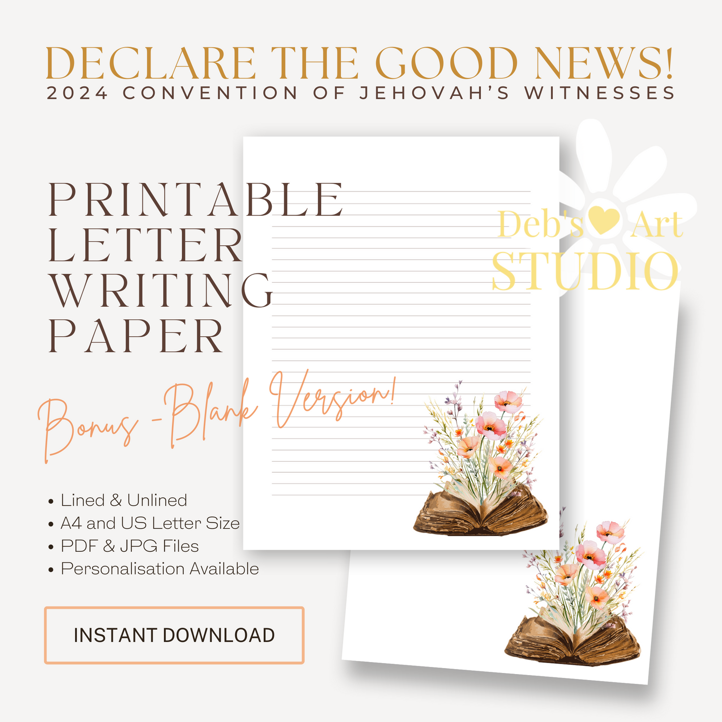 Good News 2024 Convention | JW Letter Writing | Bible & Peach Flowers