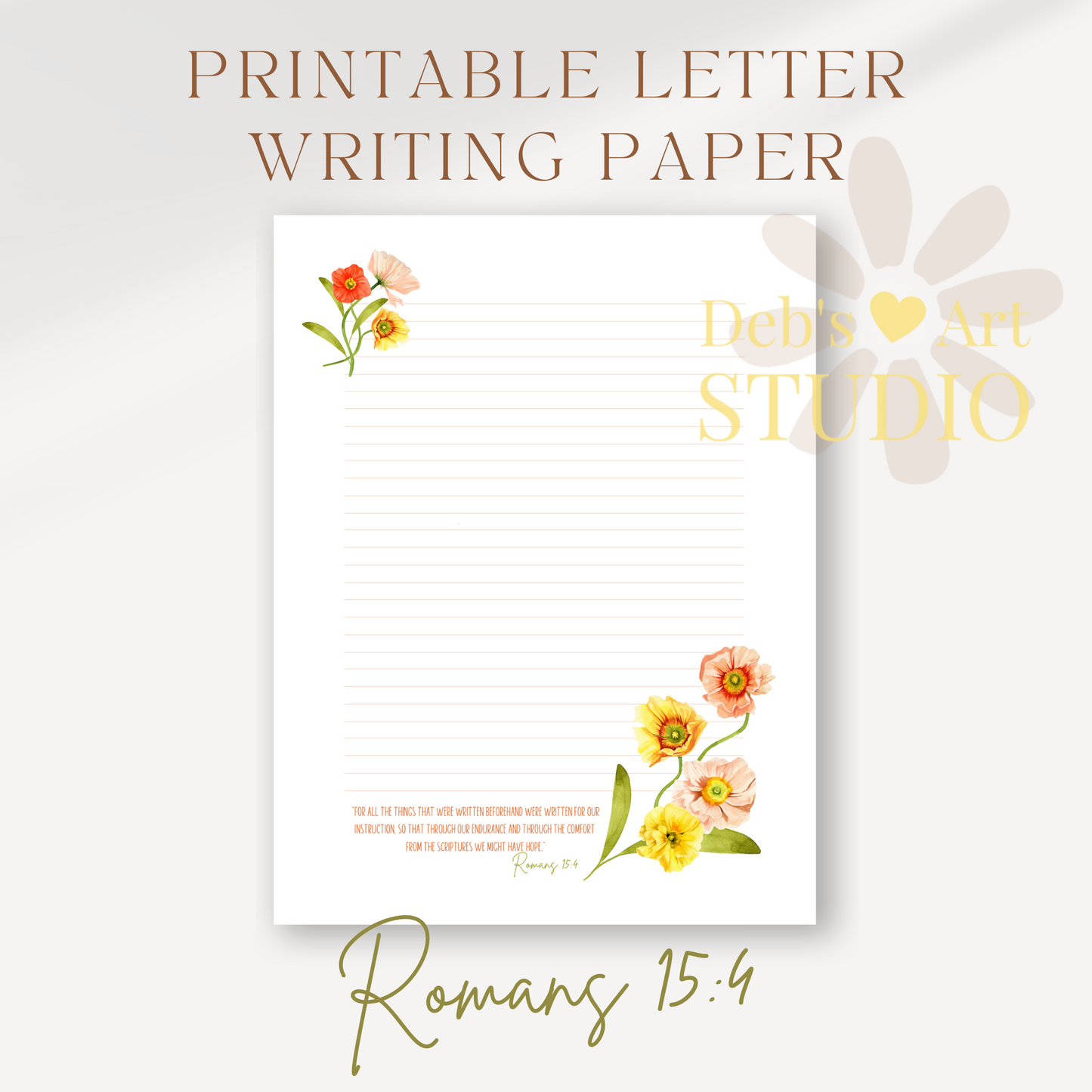 Romans 15:4, JW Letter Writing Paper | Spring Bohemian Flowers