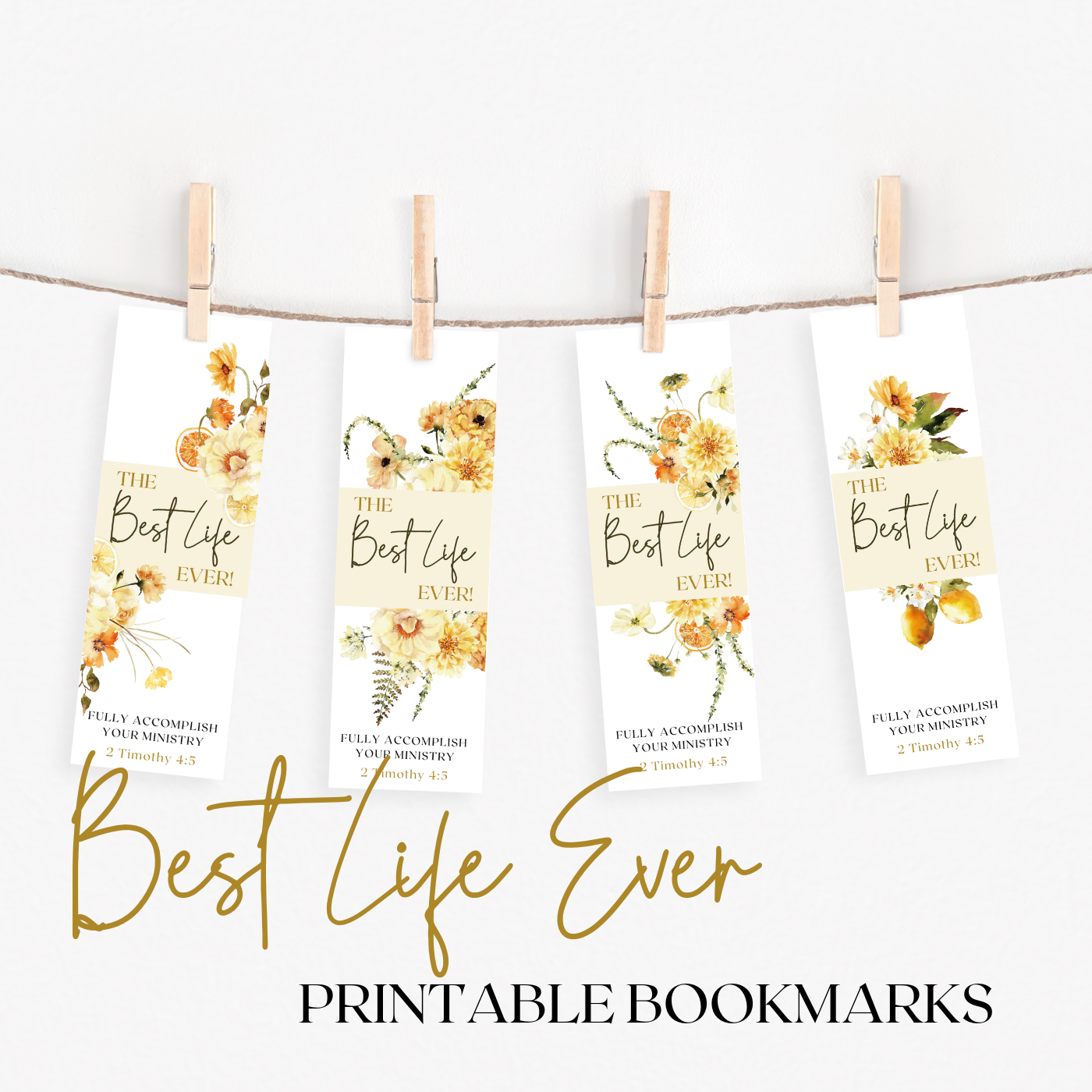 Best Life Ever | JW Gifts | Baptism | JW Bookmark | Lemon Boho Flowers