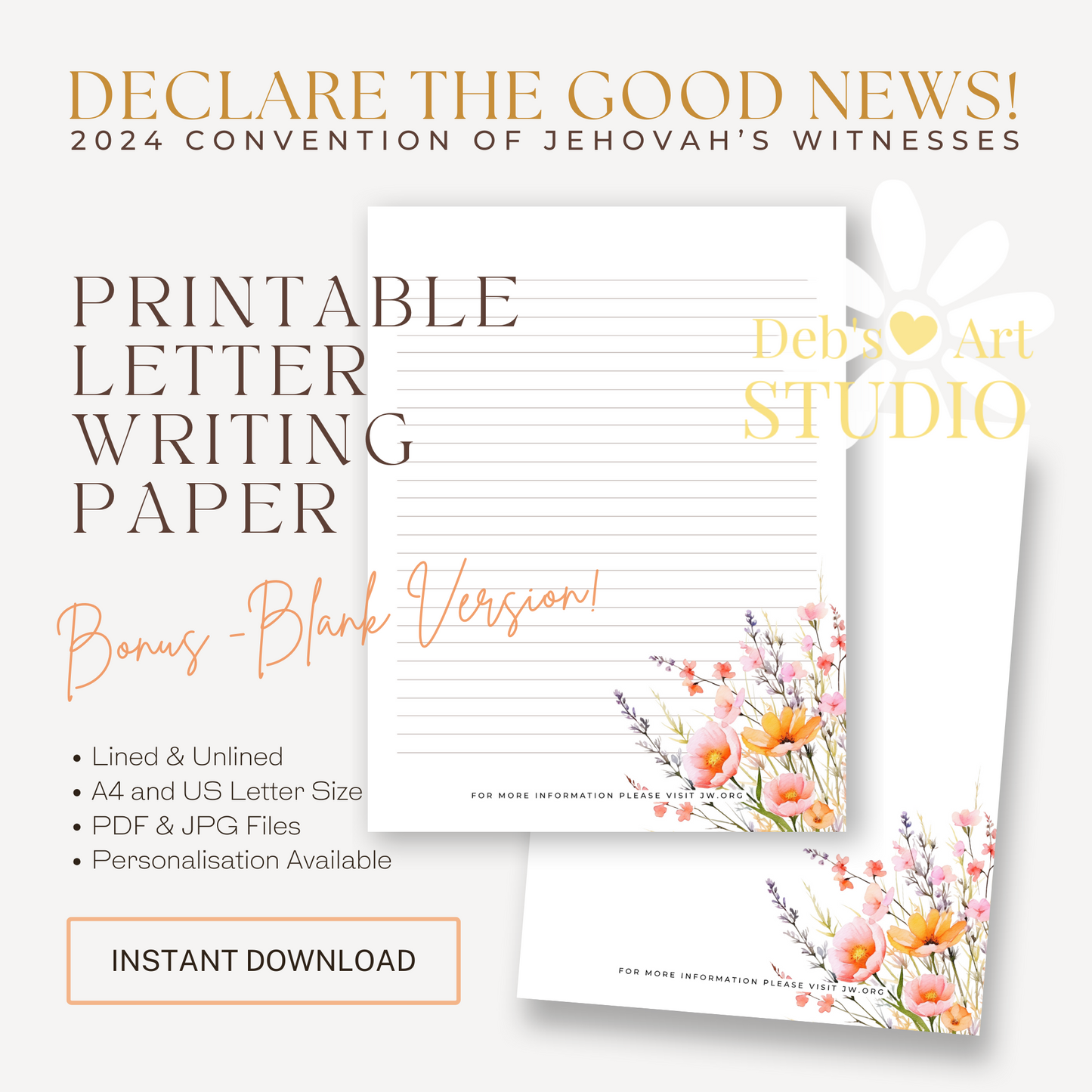 Good News 2024 Convention | JW Letter Writing | Peach Wildflowers