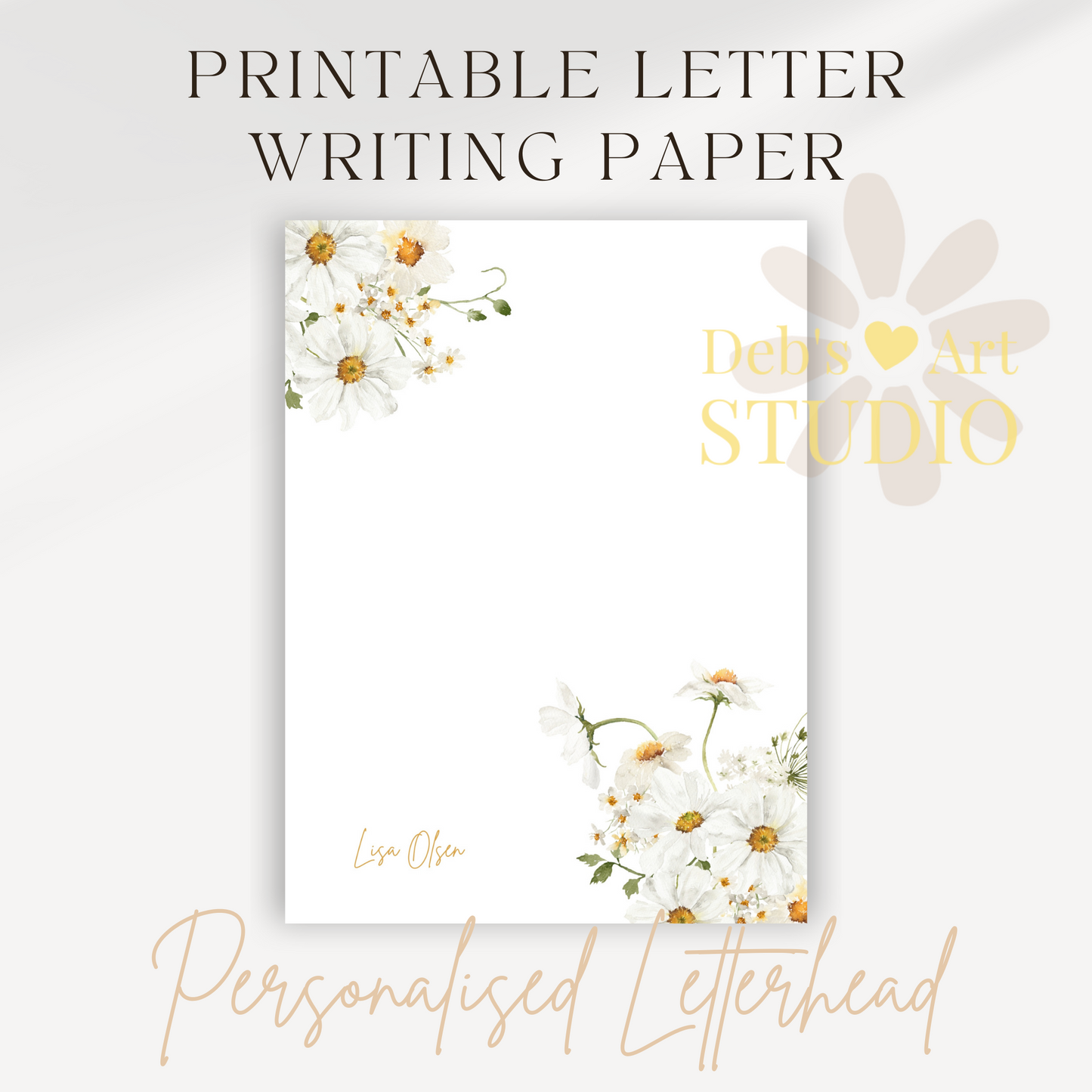 Personalised Stationery Editable Template | Daisy Writing Paper