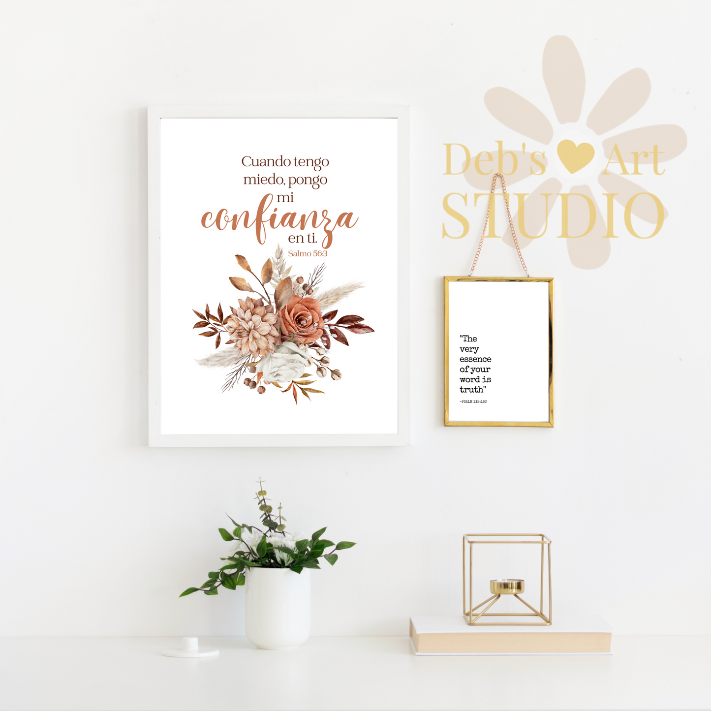 2024 JW Year Text - Spanish Bible Verse Wall Art | Salmo 56:3 | Boho Dried Flowers