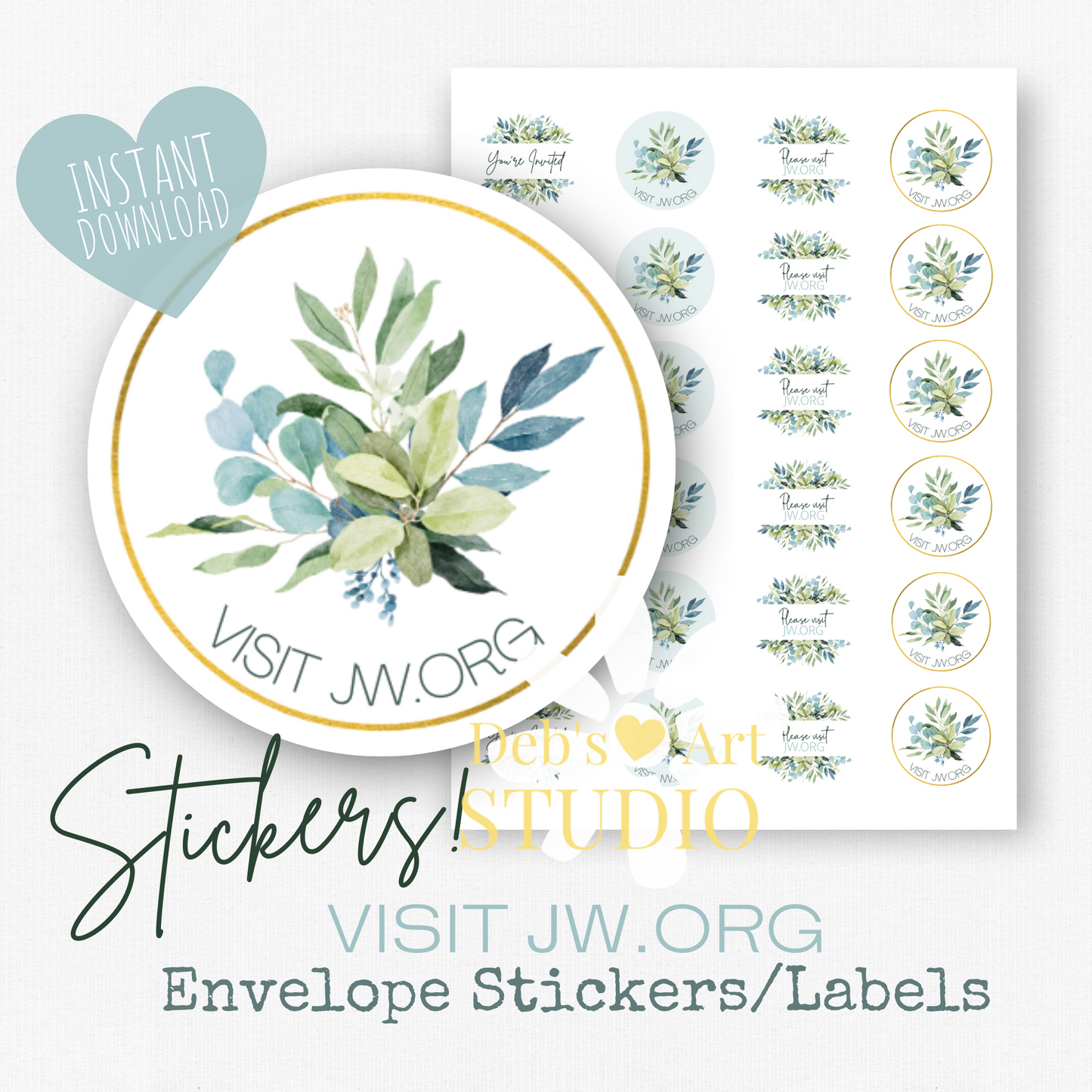 Memorial | Envelope Stickers | JW Letter Writing | Eucalyptus Leaves