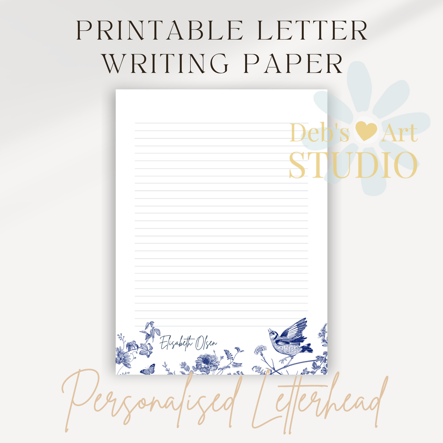 Personalised Stationery Editable | Blue Hamptons Writing Paper