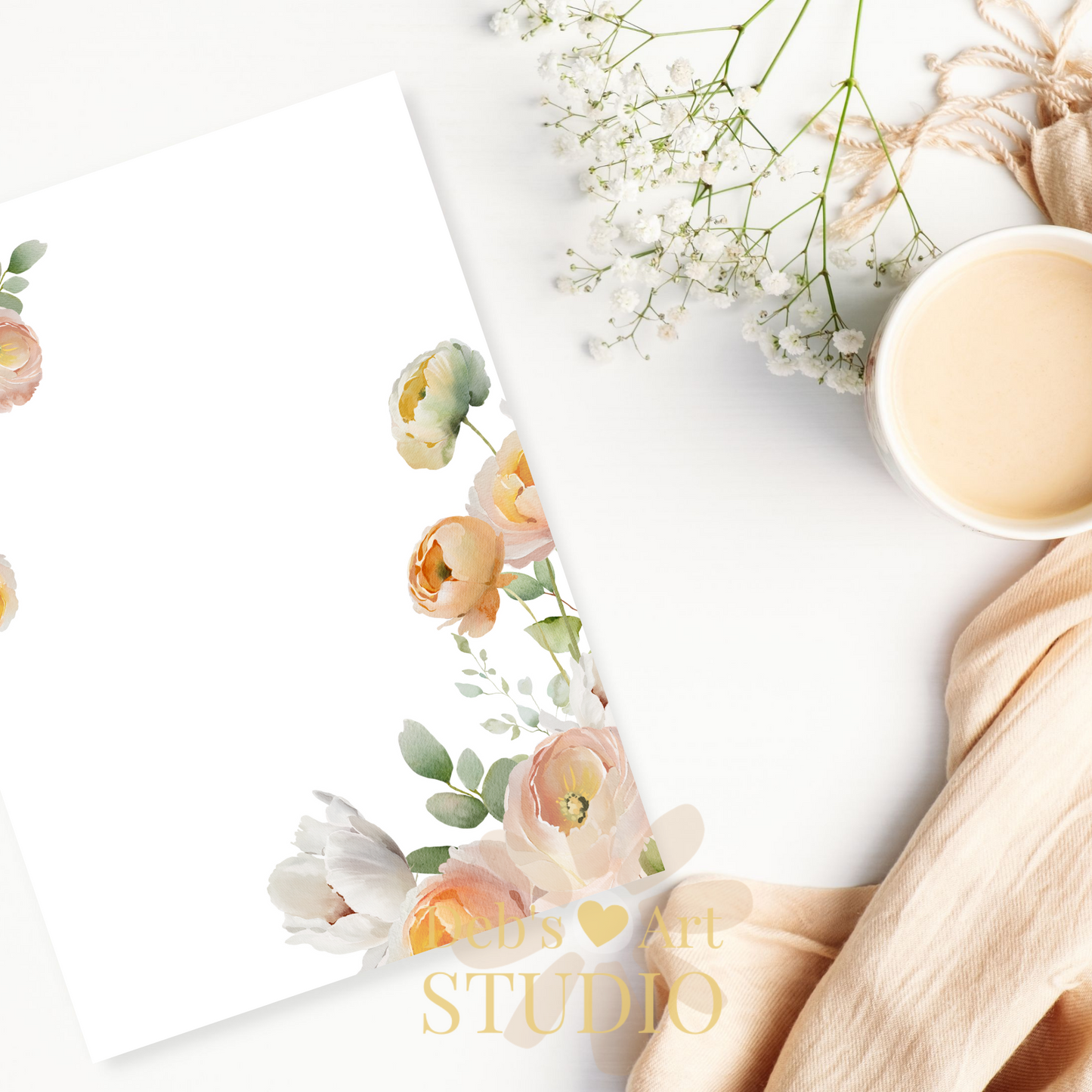 Letter Writing Paper | JW Printable | Letterheads | Peach Poppies