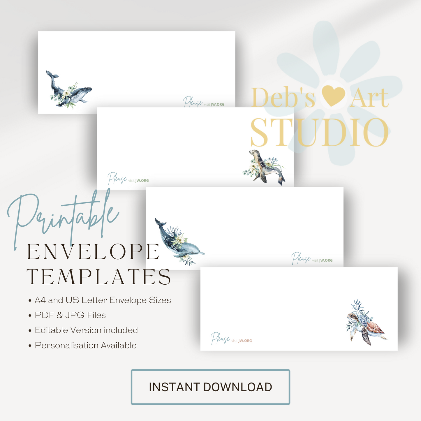 Printable Envelope | JW Printable | Letterheads | Ocean Fauna