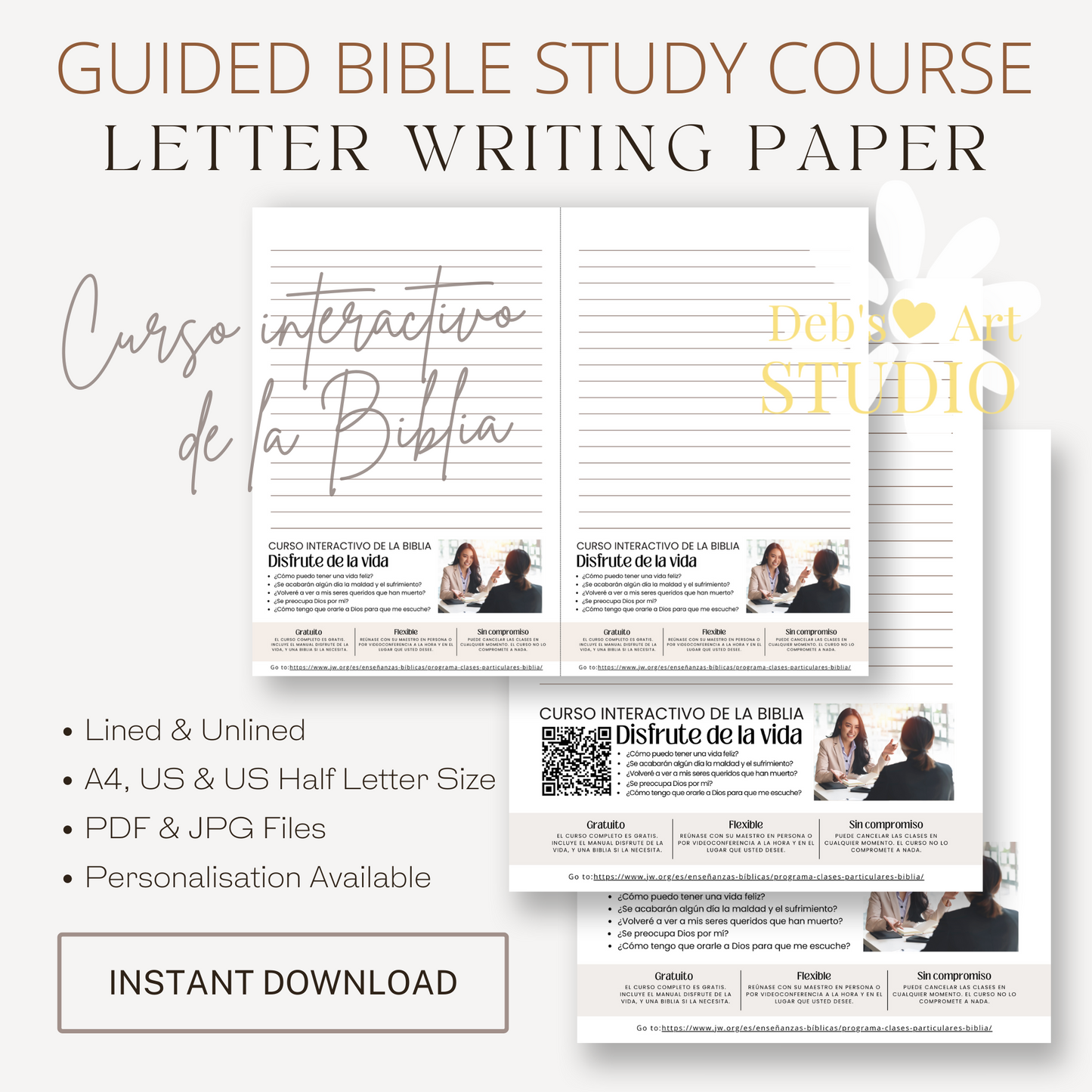 Guided Bible Study Offer, Enjoy Life Forever! Spanish JW Letterhead