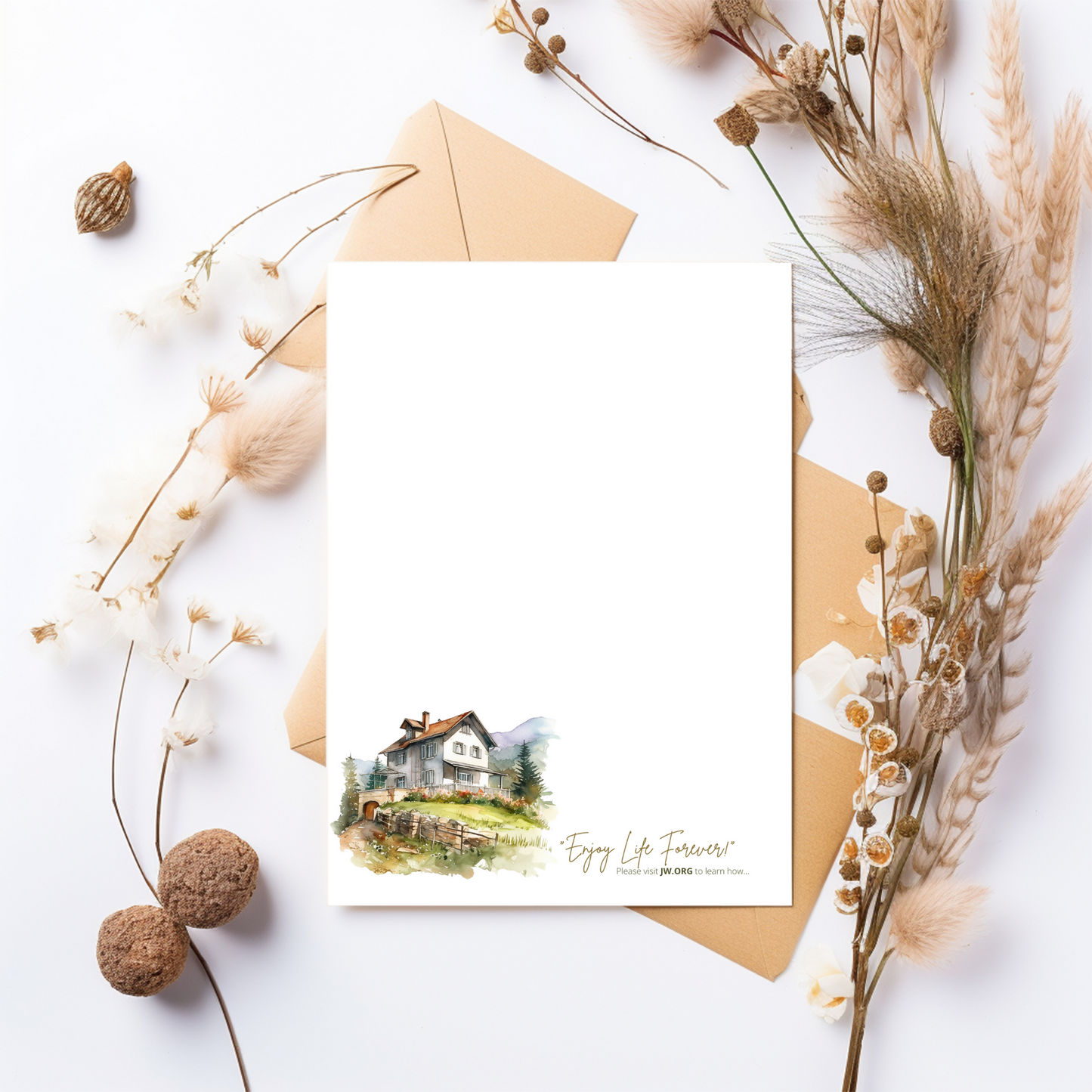 Enjoy Life Forever, JW Letter Writing Paper | Mountain landscape