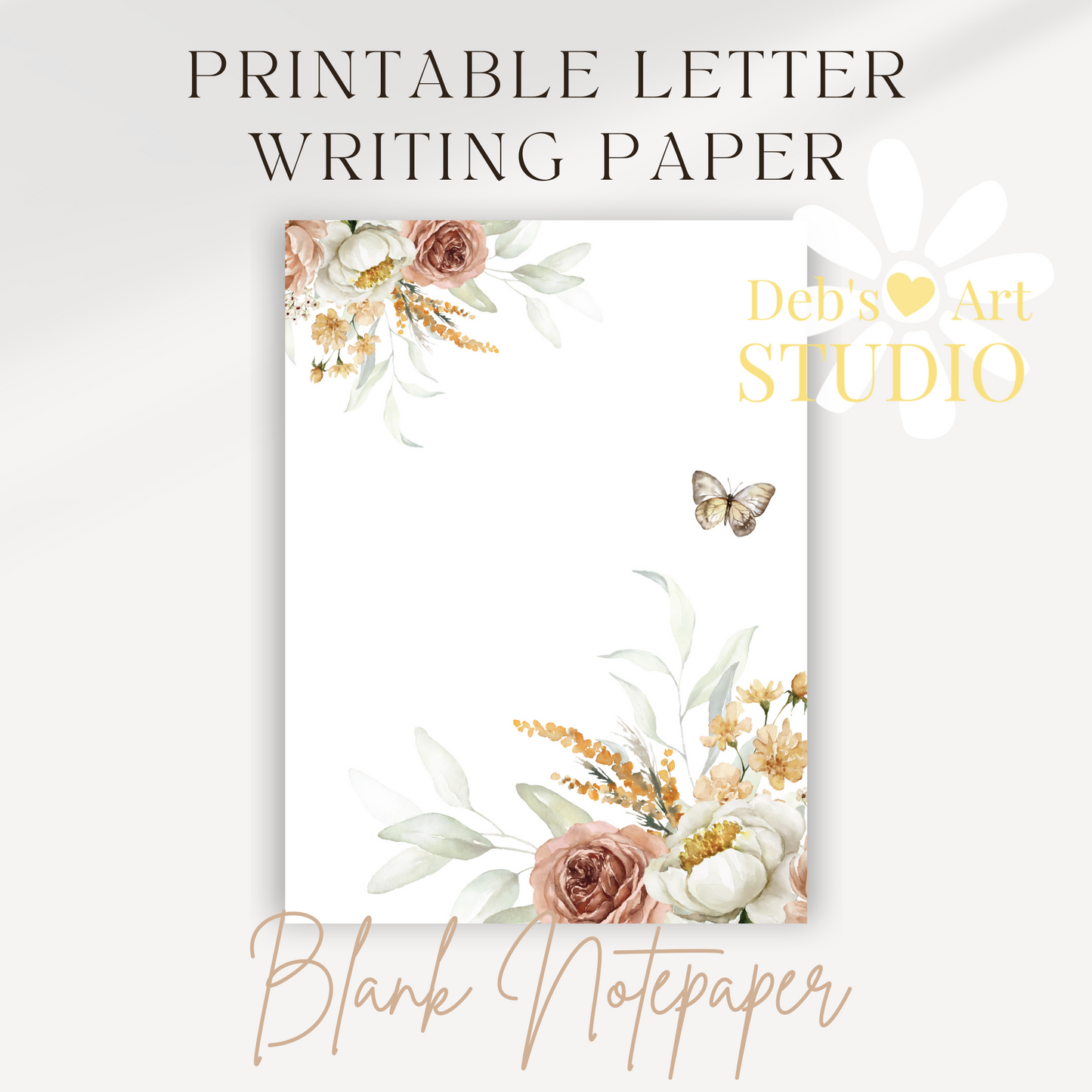 Printable Letterhead | JW Letter Writing | Notepaper | Dusty Pink Rose