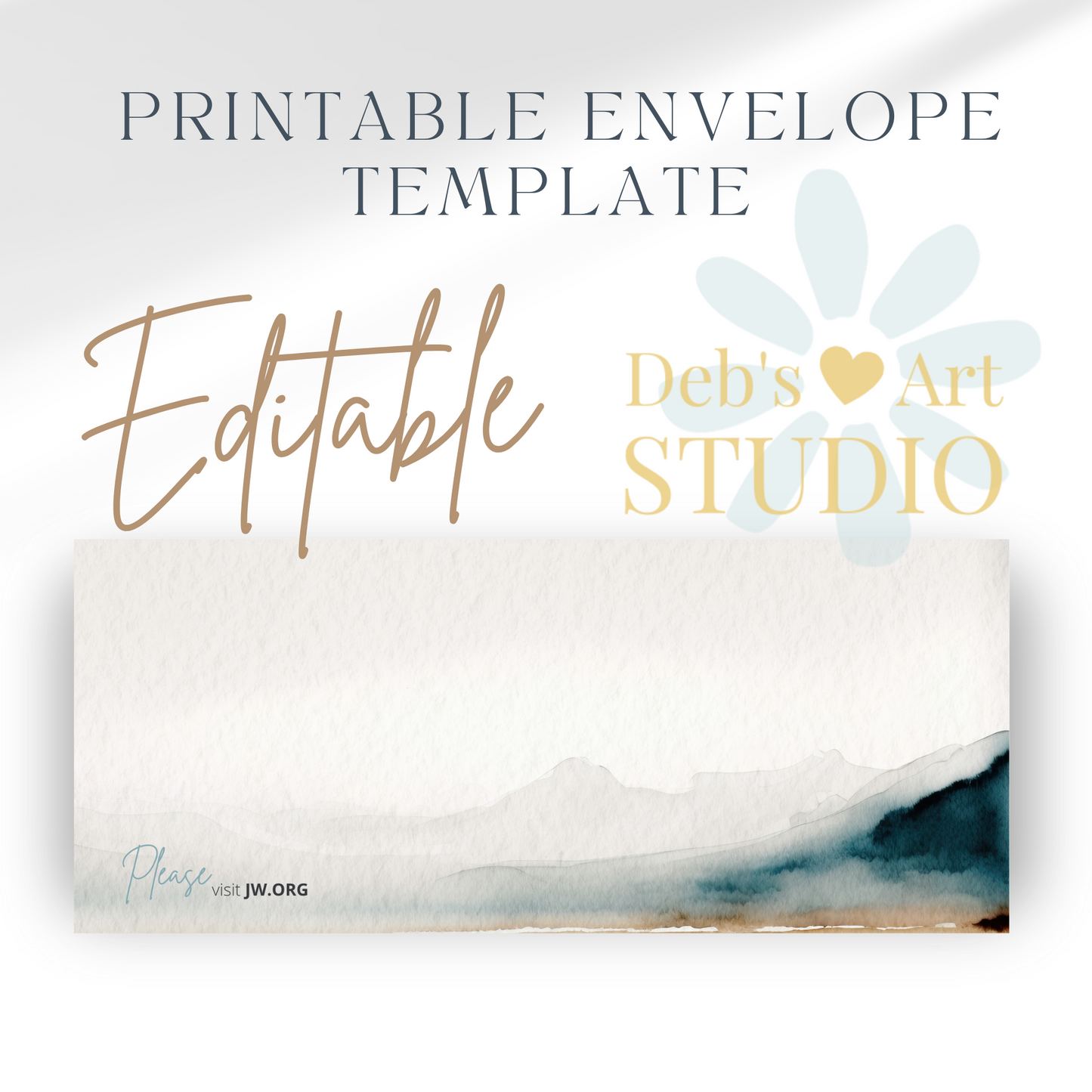 Printable Envelope | JW Printable | Letterheads | Watercolour Beach